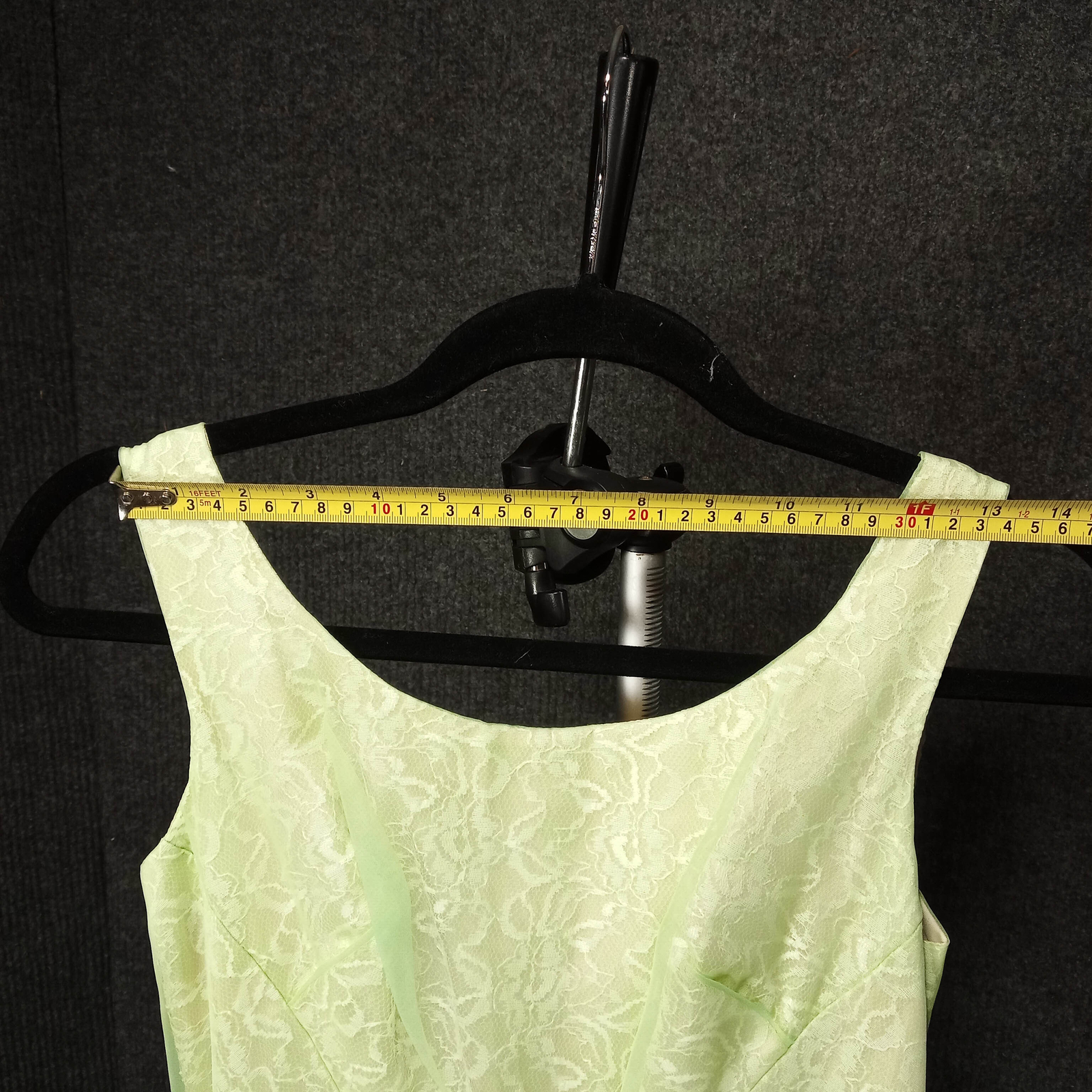 1950&rsquo;s Celery Chiffon Lace Column Gown