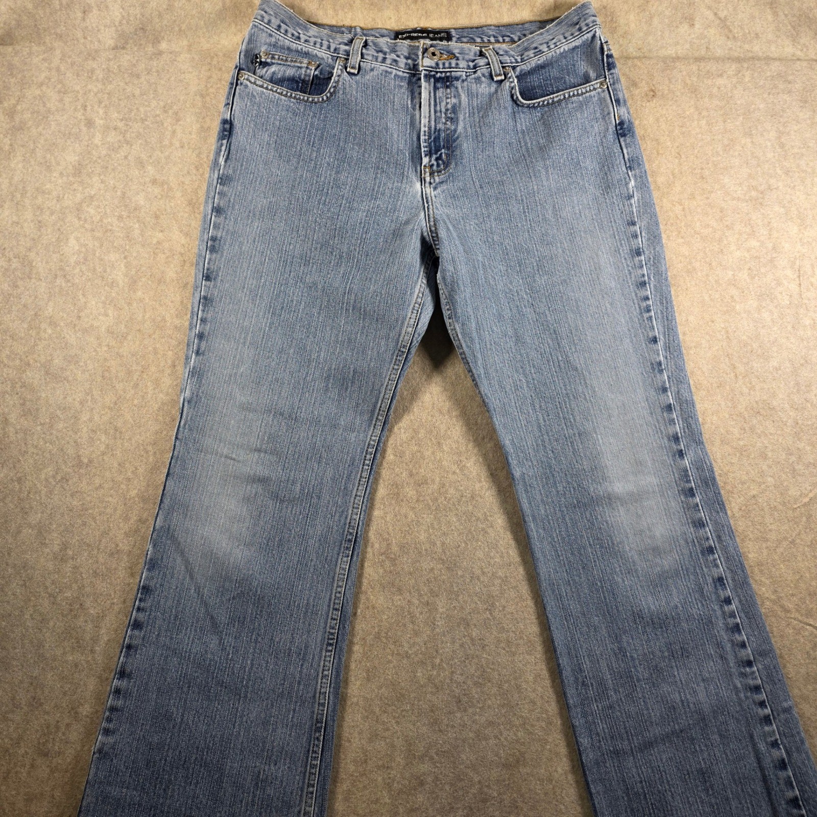 Express Jeans 13/14 Light Wash Denim LowRise Flare 5 Pocket Blue Vintage Style