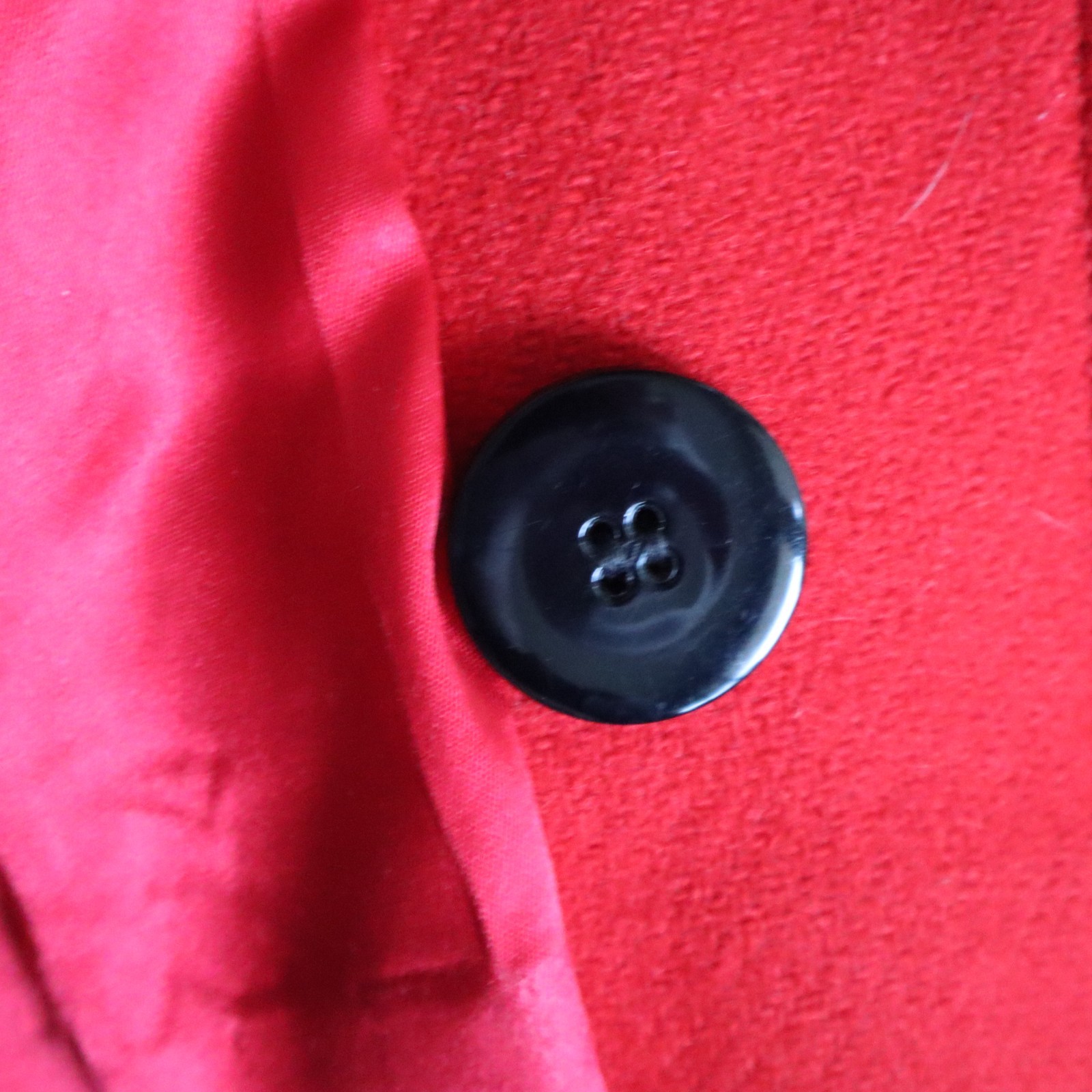 Vtg 1950s Virgin Wool Pendleton Mid Length Coat Red w Black Collar Sz Lg? USA!