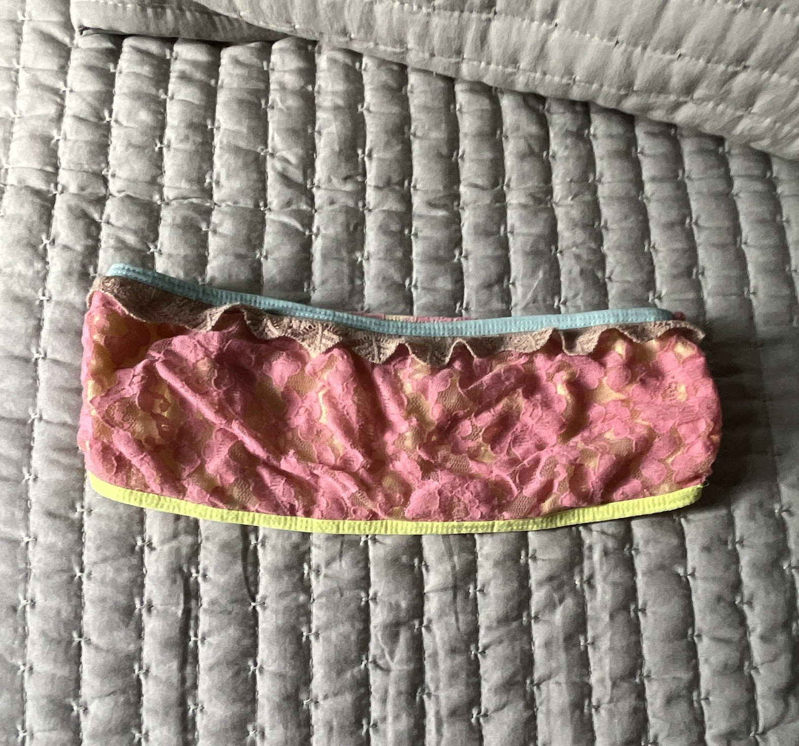 Anthropologie Cecilia Prado Pink Floral Lace Ruffle Strapless Bandeau Bra