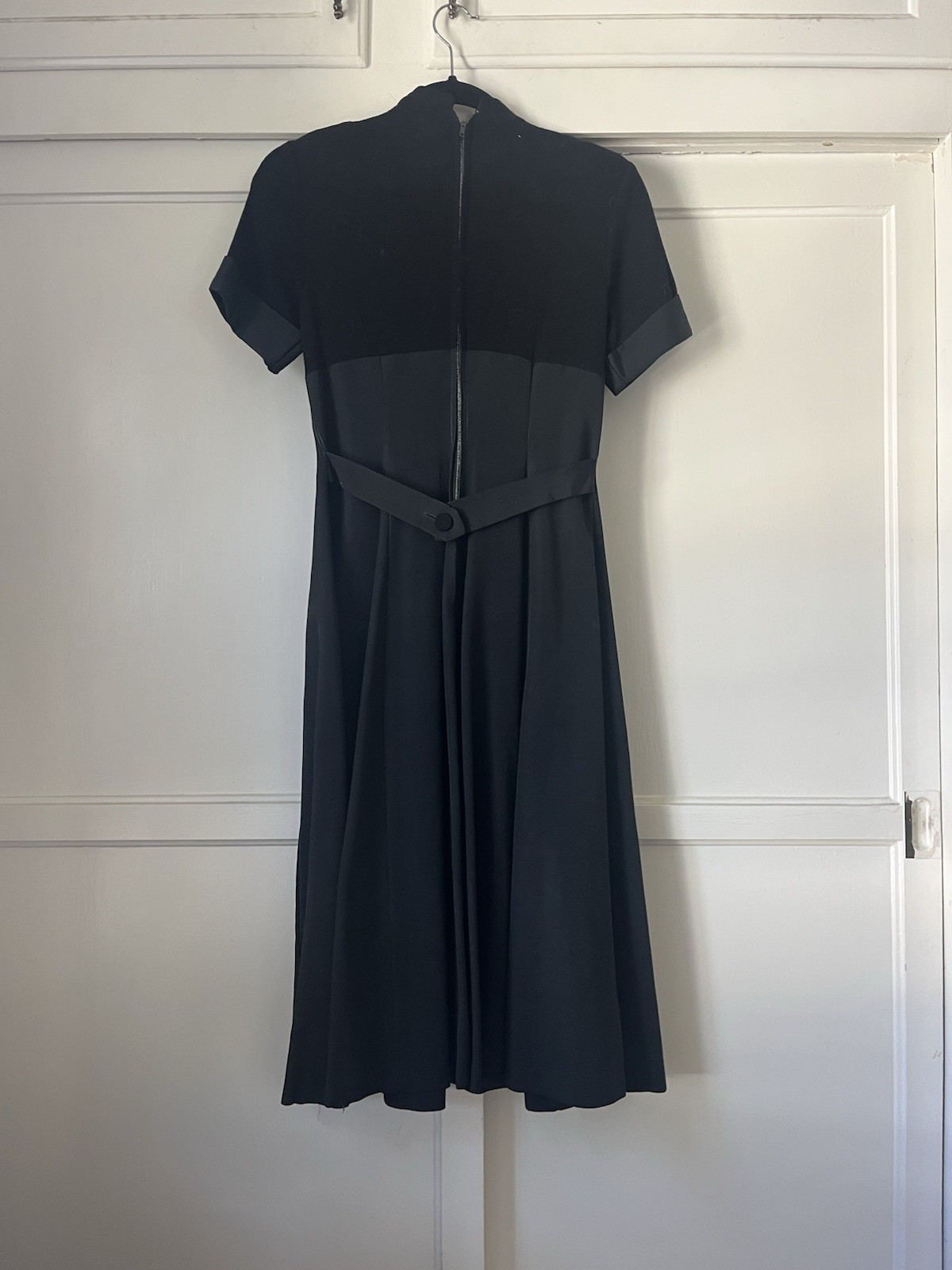 1950’s Vintage Black Solid Fit & Flare Dress Buttons Belt as seen on Dita