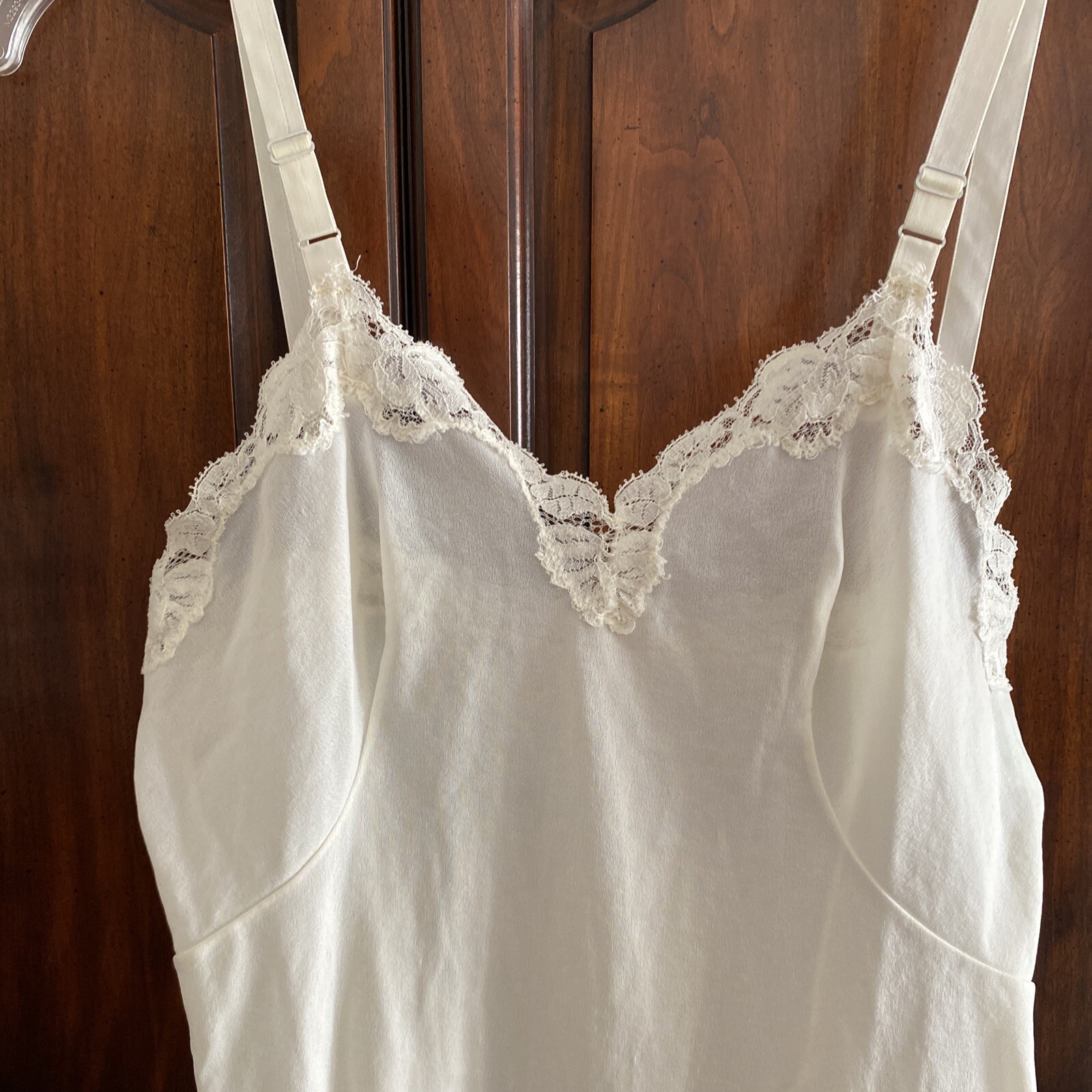 VTG SEARS Jr Bazaar Ivory Full Slip Polyester Crepe Size 5 Lace Trim