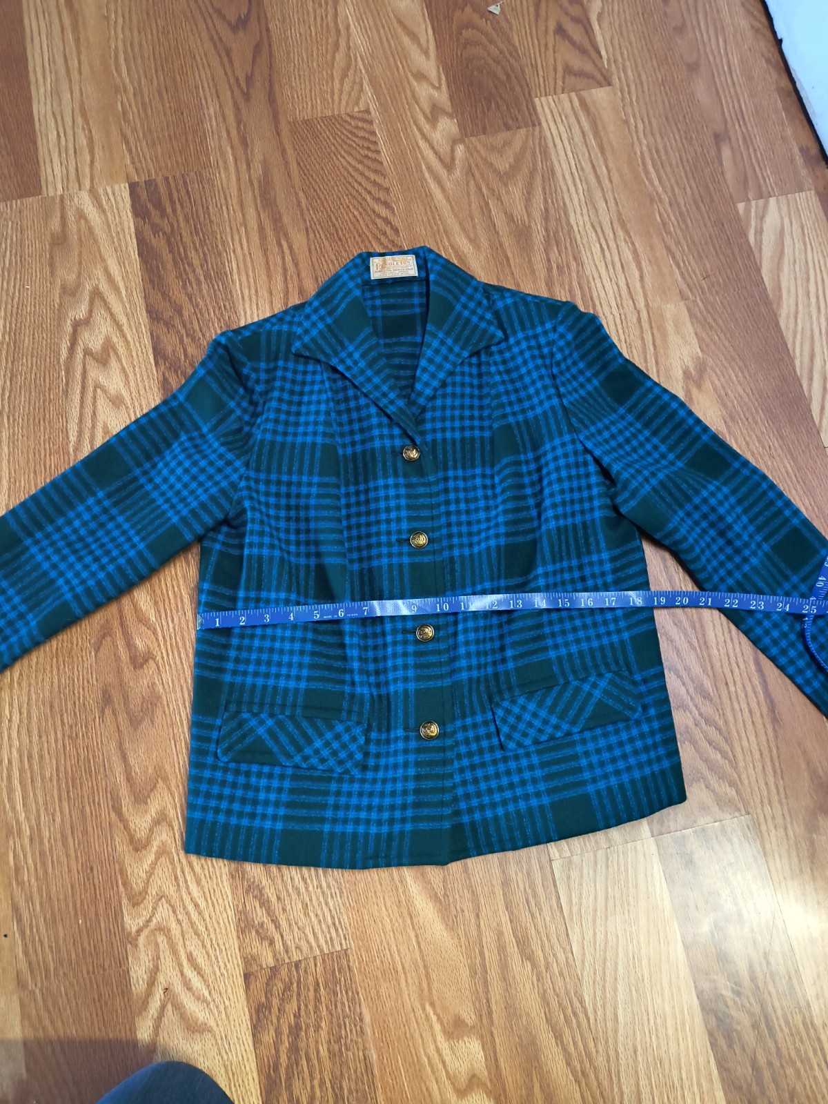 Vintage 1950s Pendleton Virgin Wool Blazer Jacket Thistle Buttons Button Front