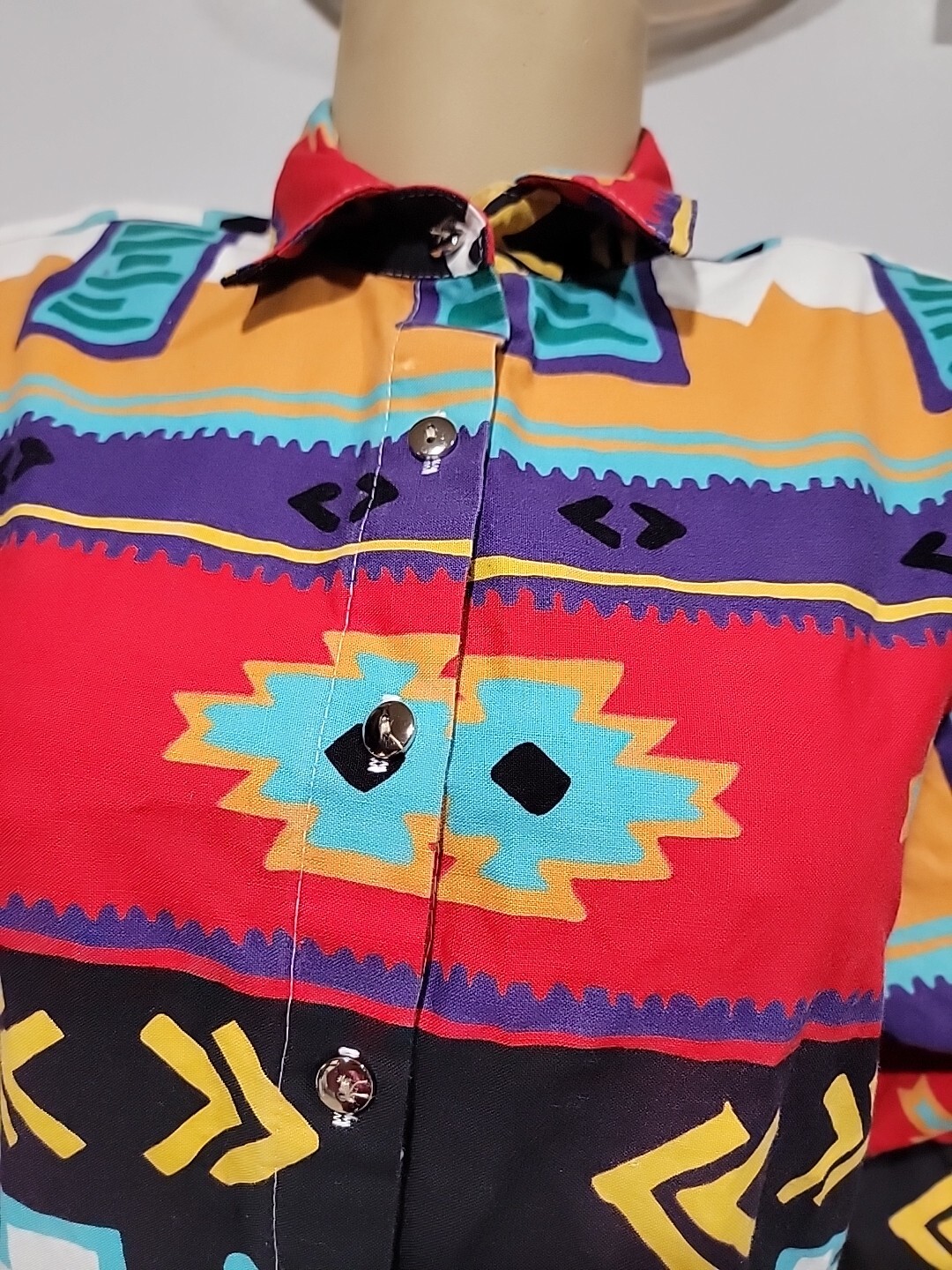 Circle T By Marilyn Lenox / Western M southwestern print Long Sleeve Shirt #R1