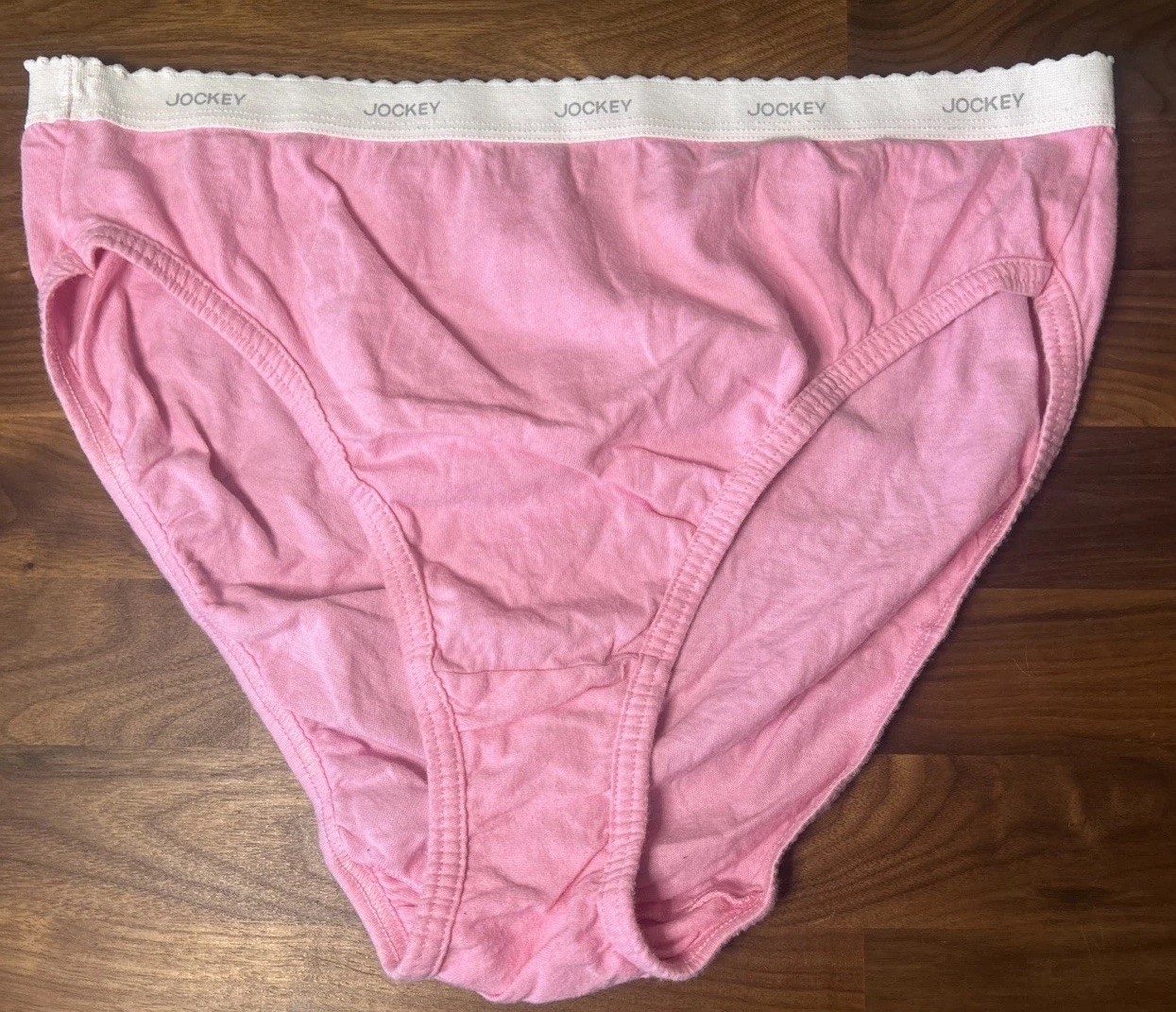 Vtg Pink Jockey Panties Hi Cut Scallop Waist Band Sz 8 Pastel Cotton Soft