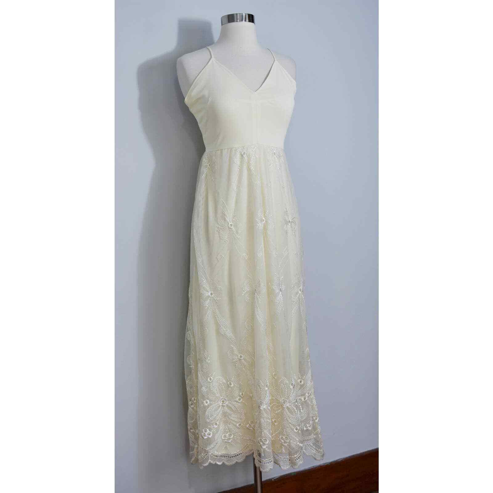 Frank Usher Buttercup Yellow Embroidered 70s Maxi Dress
