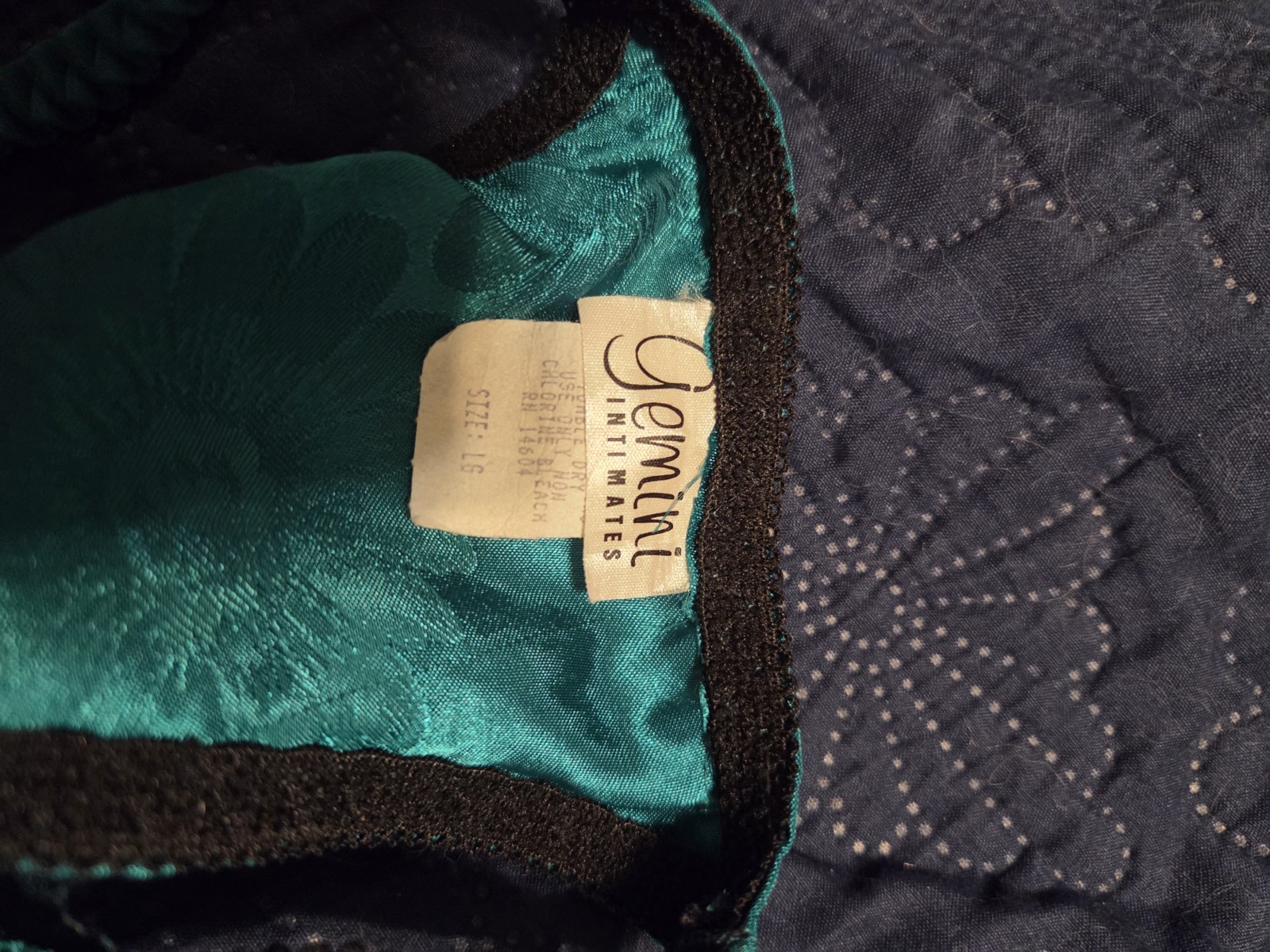 NEW Vintage Silky Green Gemini Intimates Panty String Thong Size Large 7