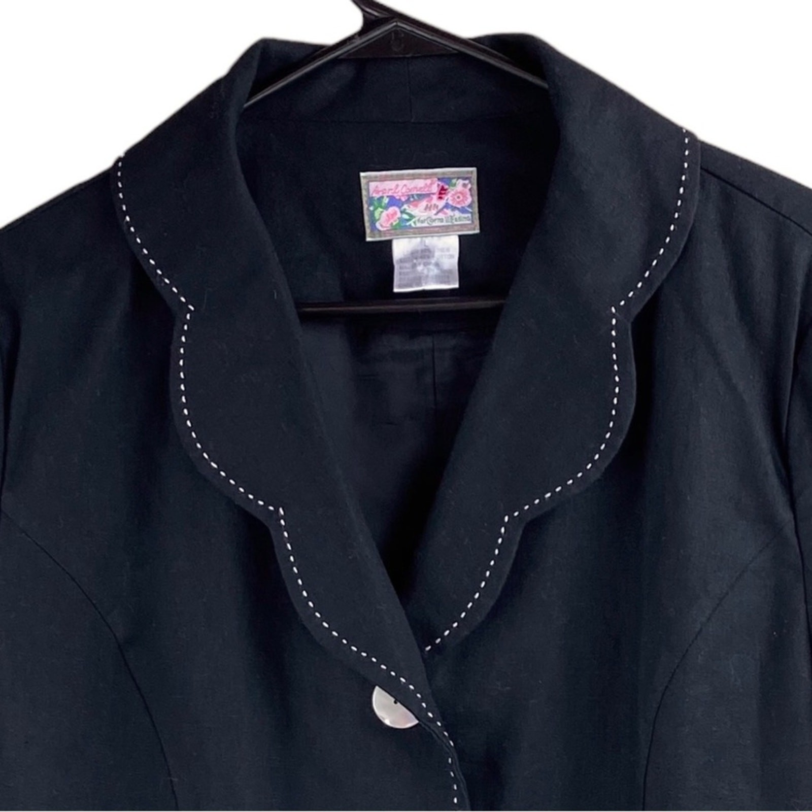 Vintage April Cornell Scallop Collar Blazer Womens Size L