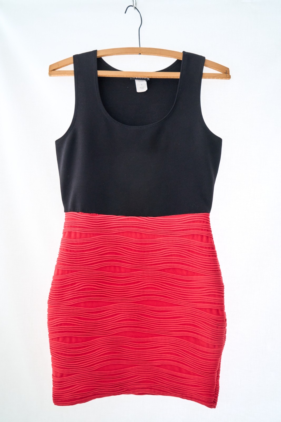 VTG 90s Y2K Wet Seal Ribbed Bodycon Tank Dress Made in USA Black Red