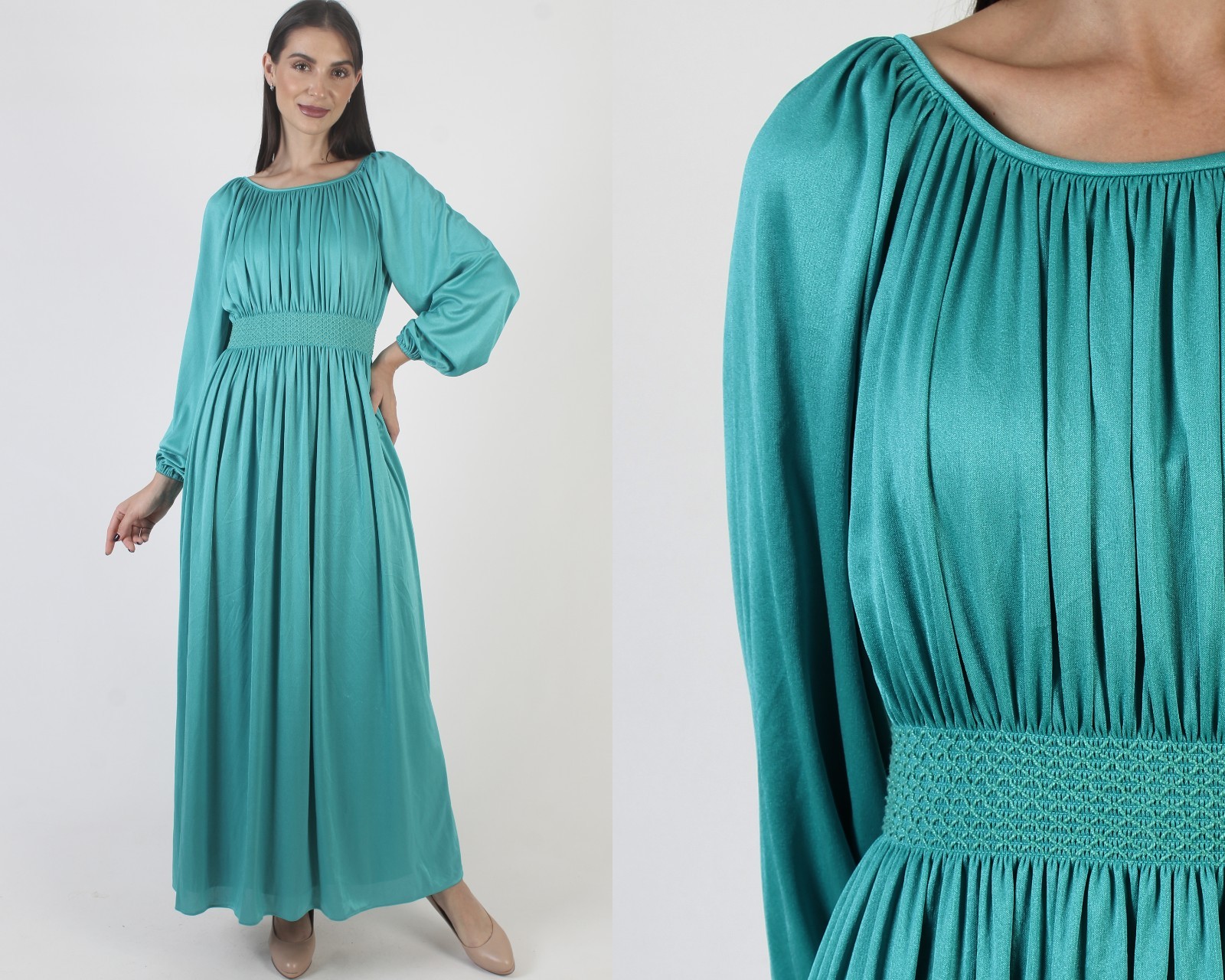 Vtg 70s Rona Grecian Goddess Dress Ancient Rome Toga Party Disco Evening Gown