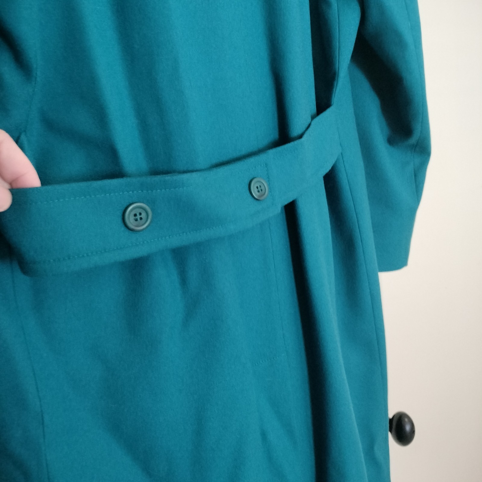 Vintage 1970s Pendleton Virgin Wool Lined Teal Trench Coat Women&rsquo;s 16