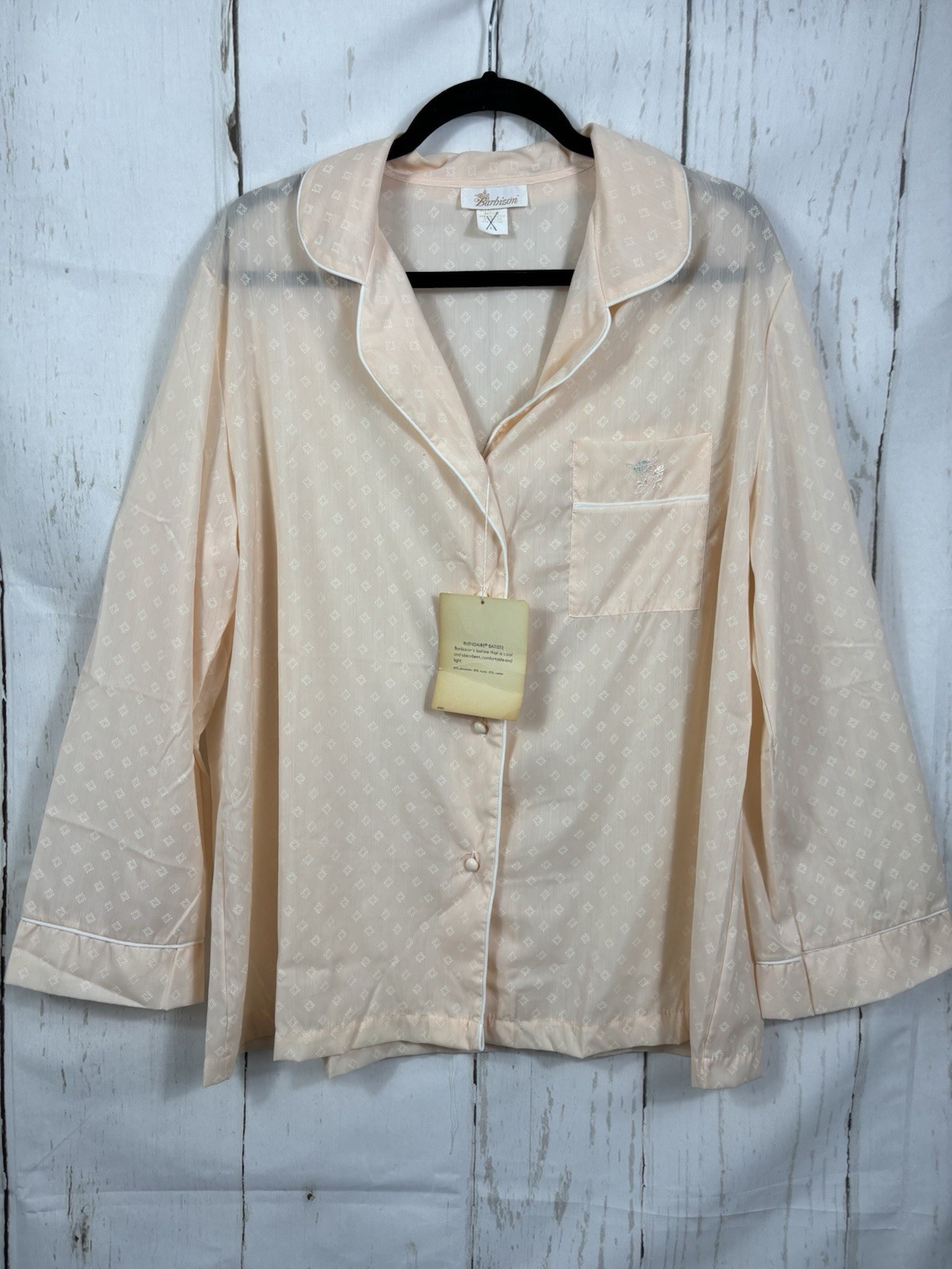 NWT Vintage Barbizon Batiste Lightweight Pajama Shirt Peach Made in USA Sz 42