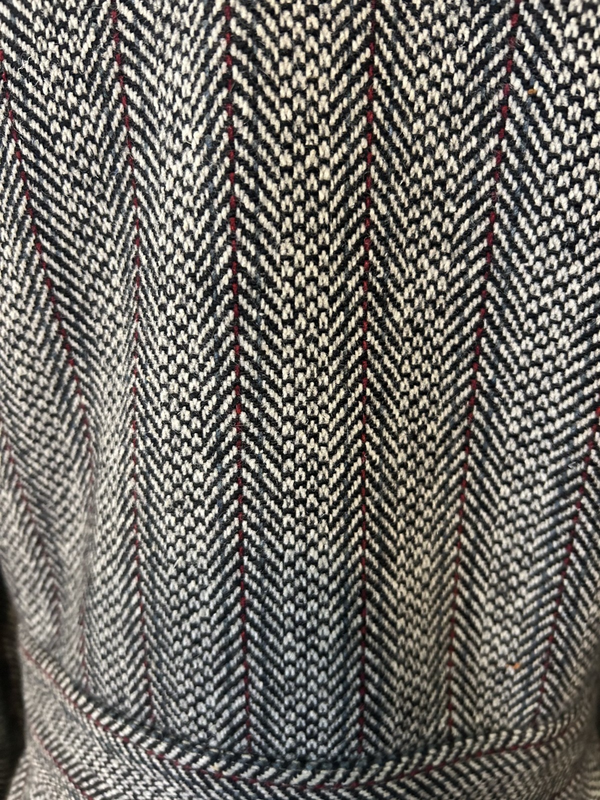 Vintage 1940 Hand-Tailored Herringbone Wool Princess Coat Long Fitted Gorgeous S