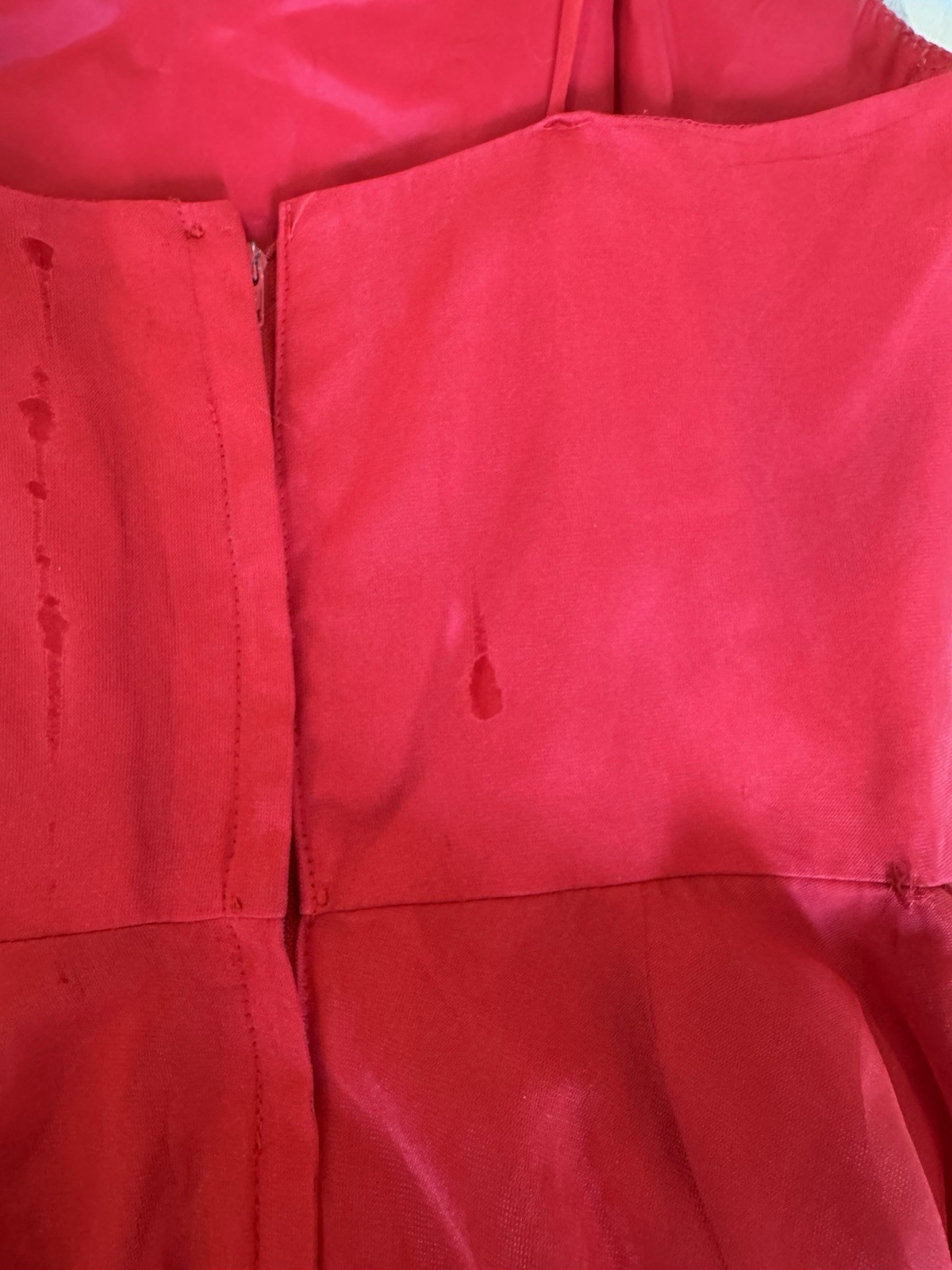 60s Vintage Bright Pink Spaghetti Strap Evening Gown With Chiffon Overlay Size S