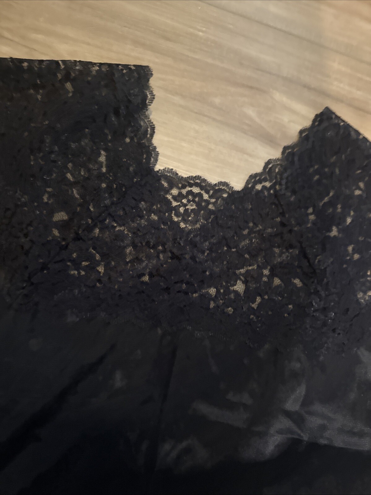 VINTAGE SLIP TOP CAMISOLE FULL FIGURE CAMI LINGERIE BLACK LACE TRIM USA L