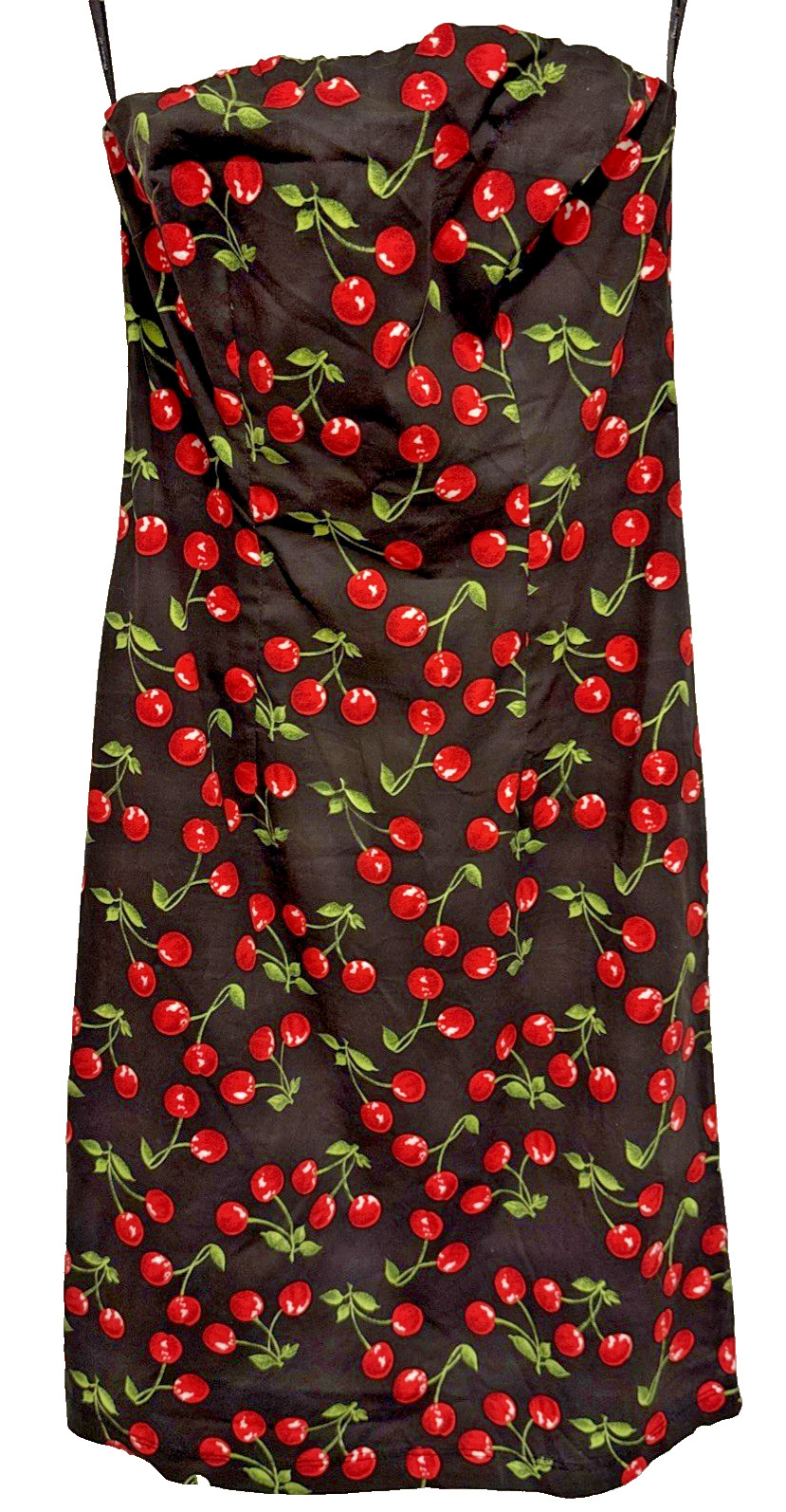 Vintage Y2K Forever 21 Cherry Print Strapless Tube Dress Midi Size Small