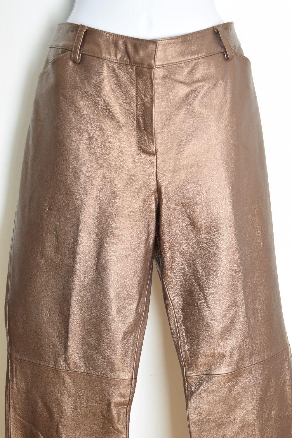 vintage Y2K leather pants metallic bronze straight leg trousers Spiegel 12 L