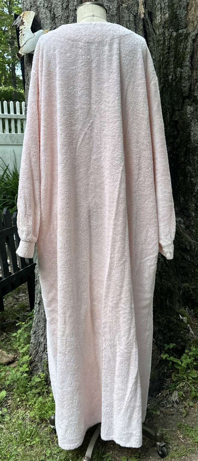 Vintage Stan Herman Platinum Collection Chenille Robe Maxi Pink 3/4 Zip Size 1X
