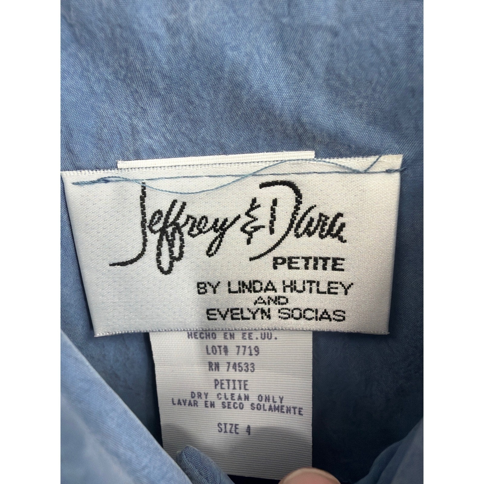 Jeffrey & Dara Petite Blue 2 Piece Set Jacket Pants Rayon Size 4 Vintage