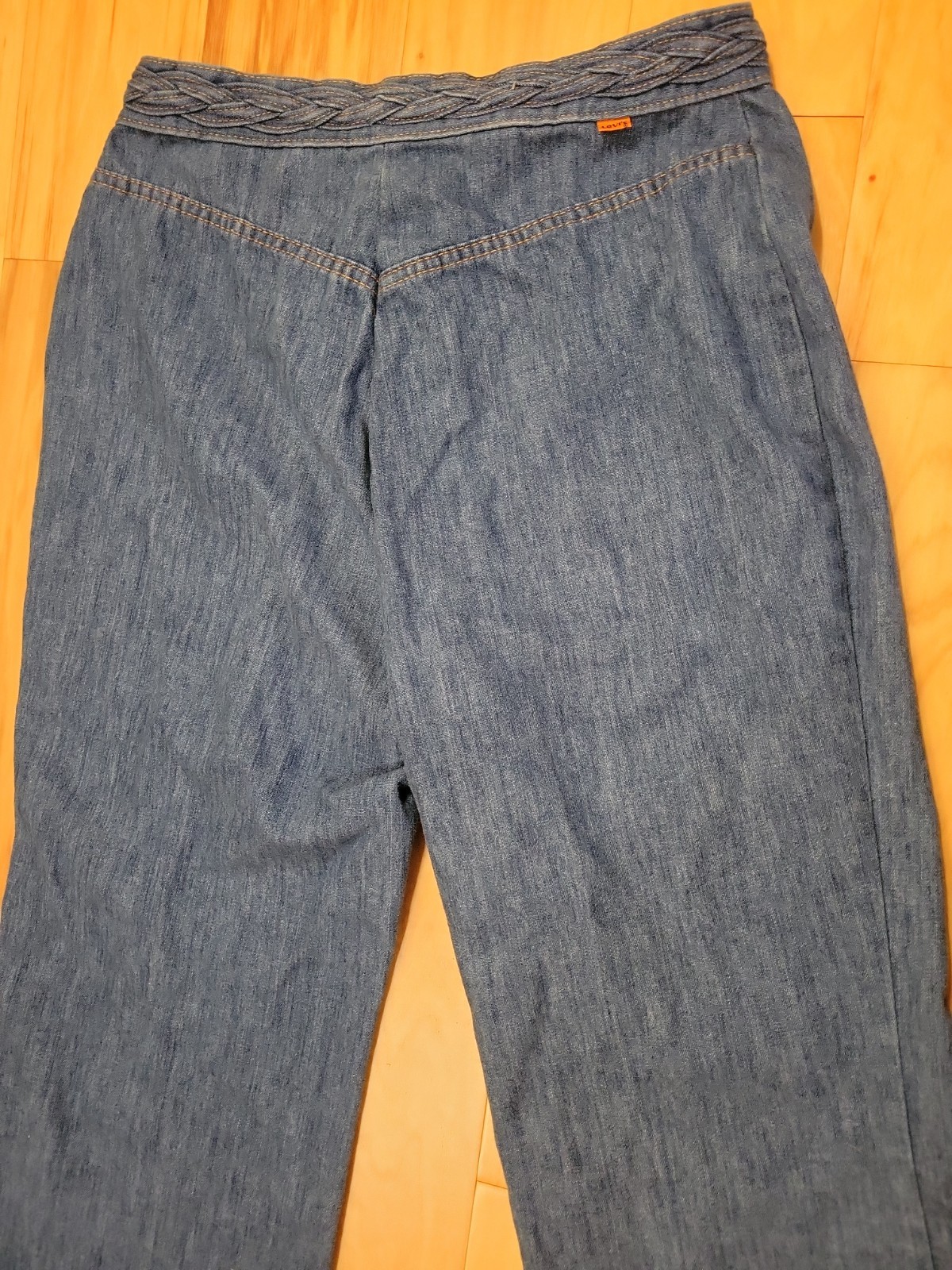 Vtg 70’s Levis Orange Tab Braided High Rise Chambray Denim Jeans Approx 29&Prime; W