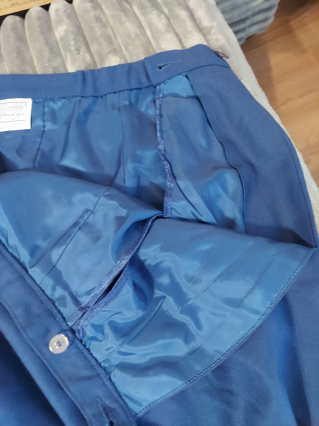 VTG Pendleton Medium Blue Pleated/Pockets Midi Skirt Sz20W 100% Virgin Wool USA