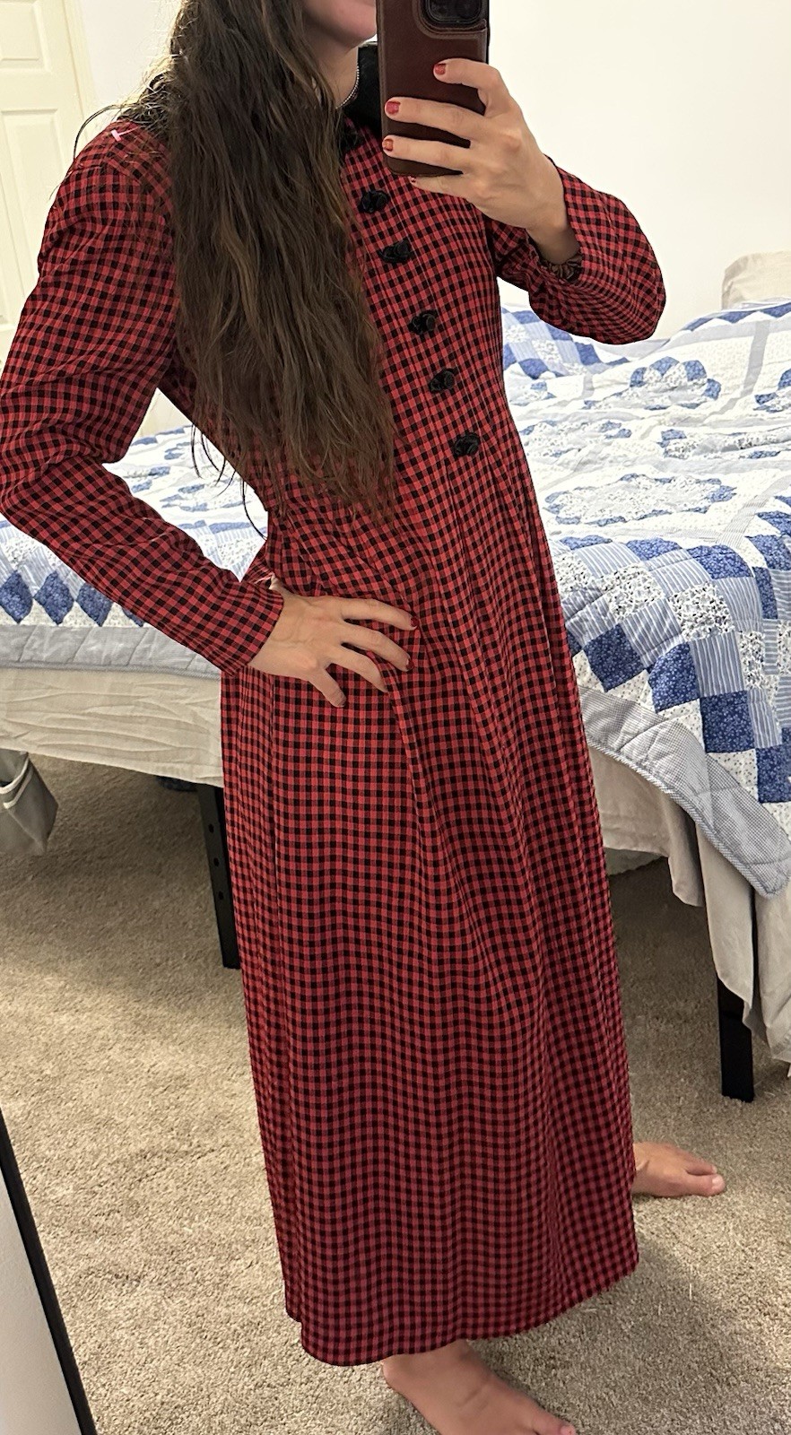 Vintage 90s Gingham Cottagecore Teacher Dress Womens Size 8 J.B.S Plaid Gingham