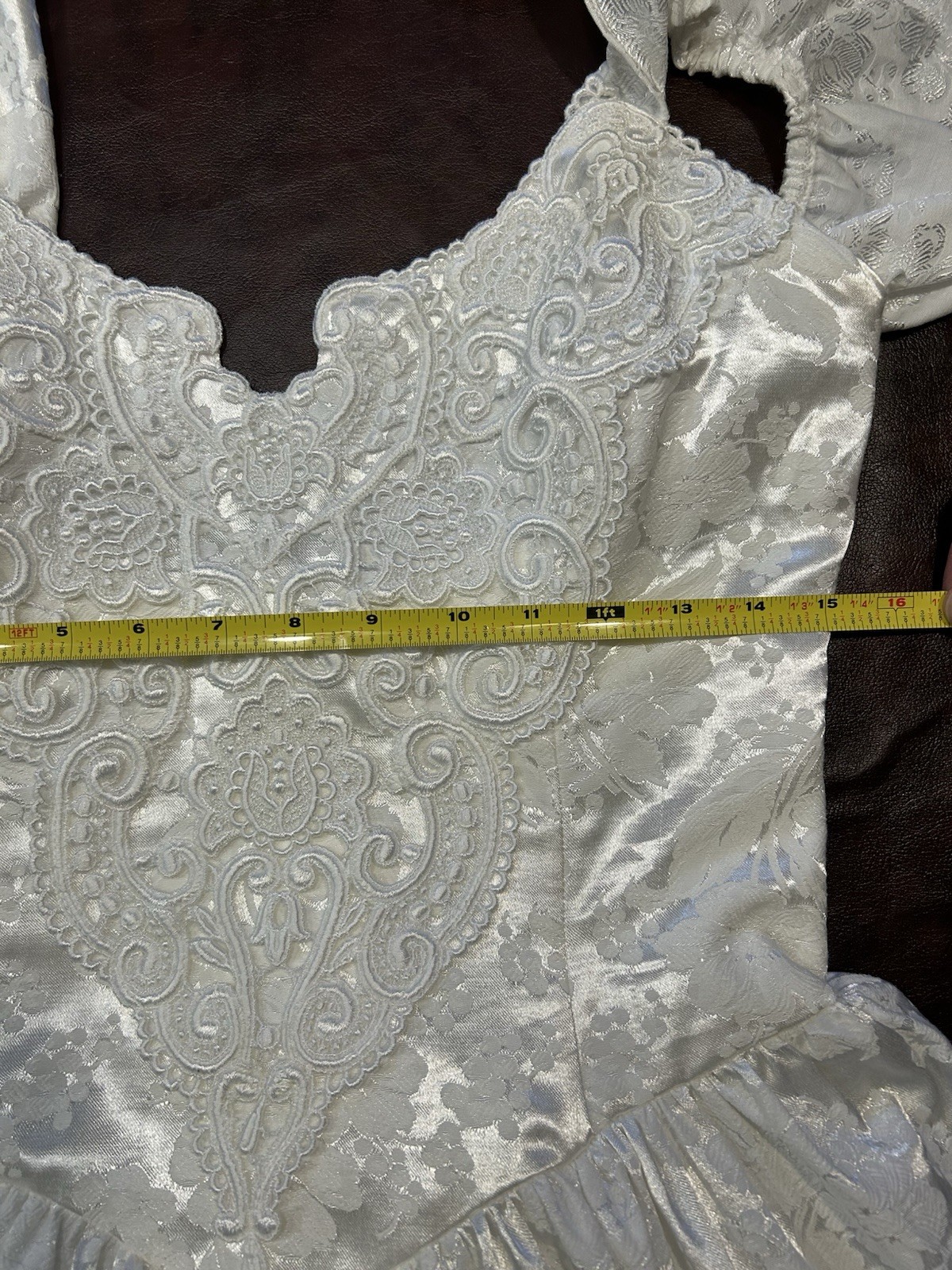 Scott McClintock Romantic White Off Shoulder jacquard Dress 80s 90s Medium