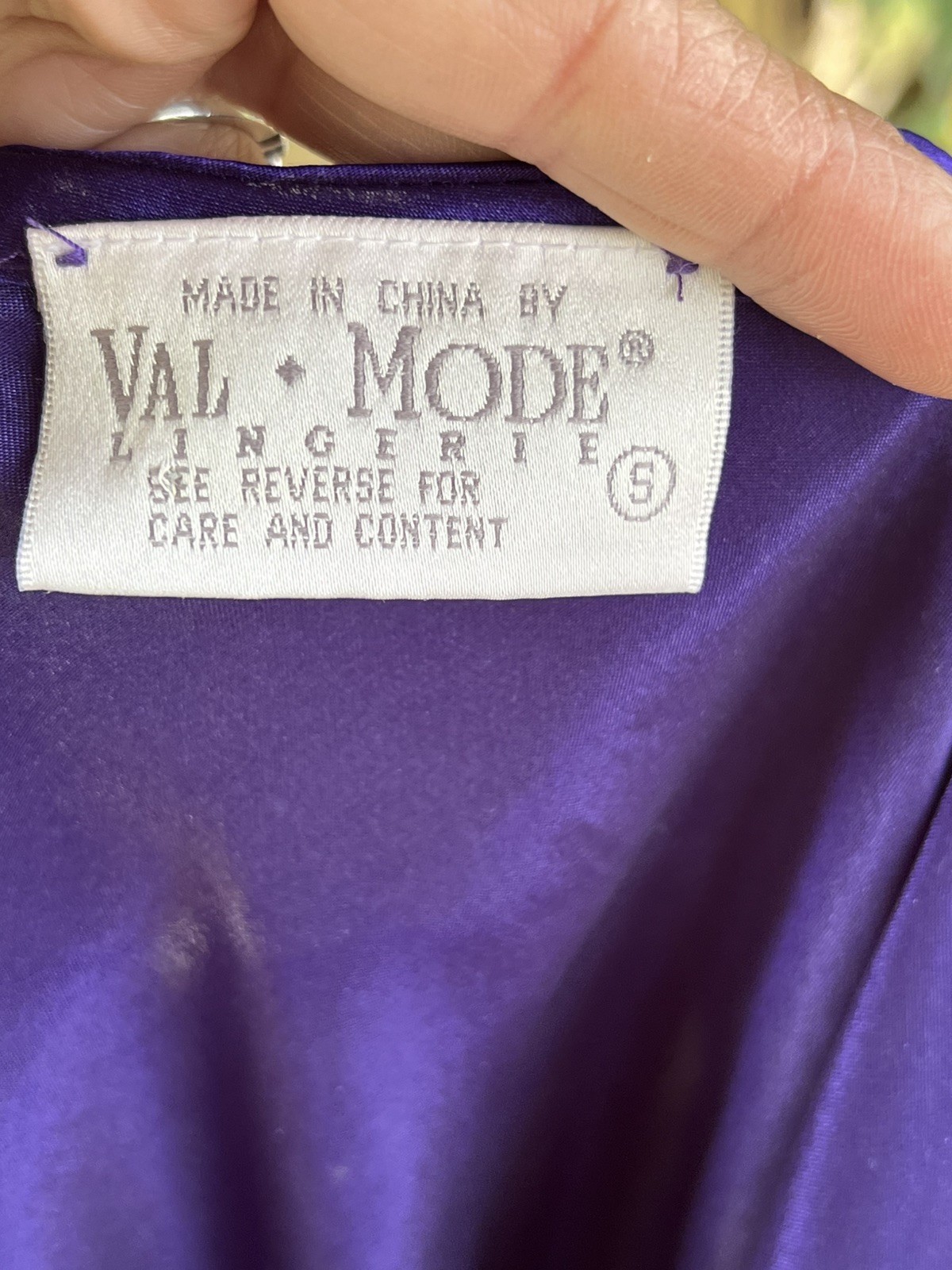 Vintage Val Mode Purple Satin Chiffon Chemise Slip Nightgown Babydoll Small