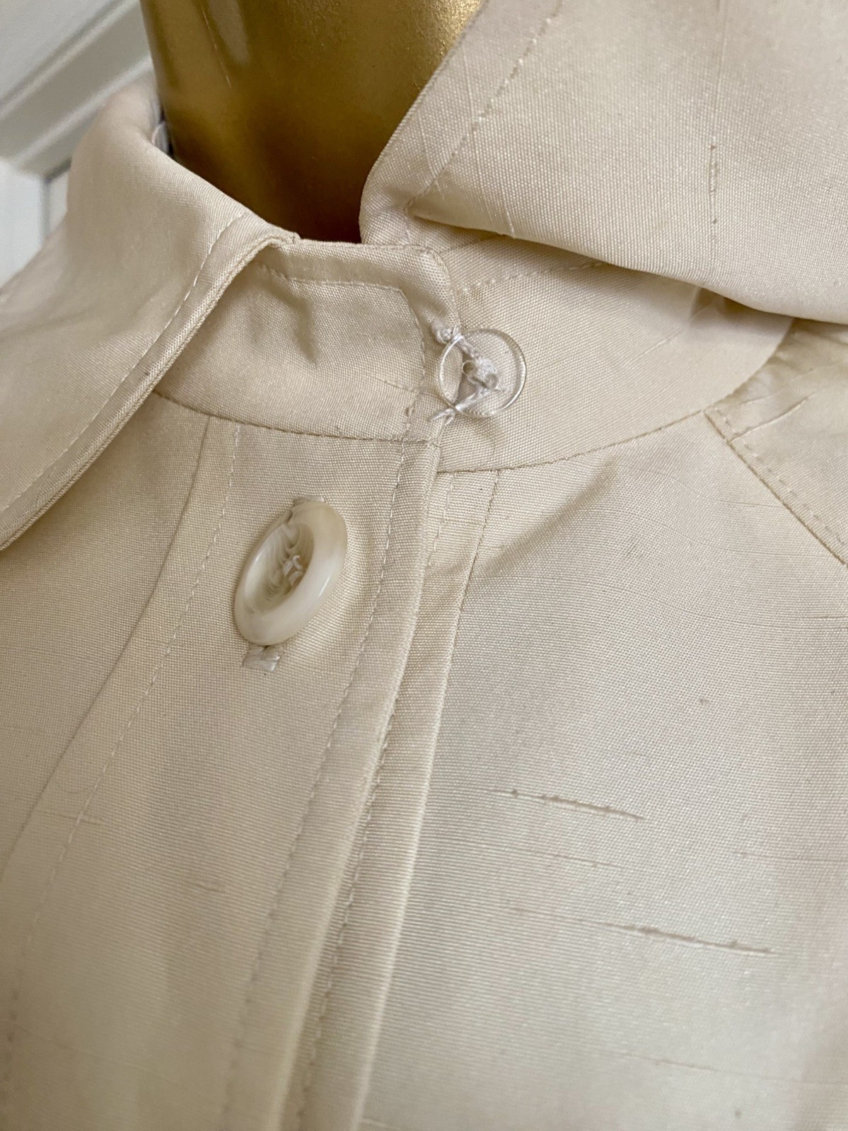 Vintage Volup 60’s Mod Spring Swing Trench Coat Cream Single Breasted Size L