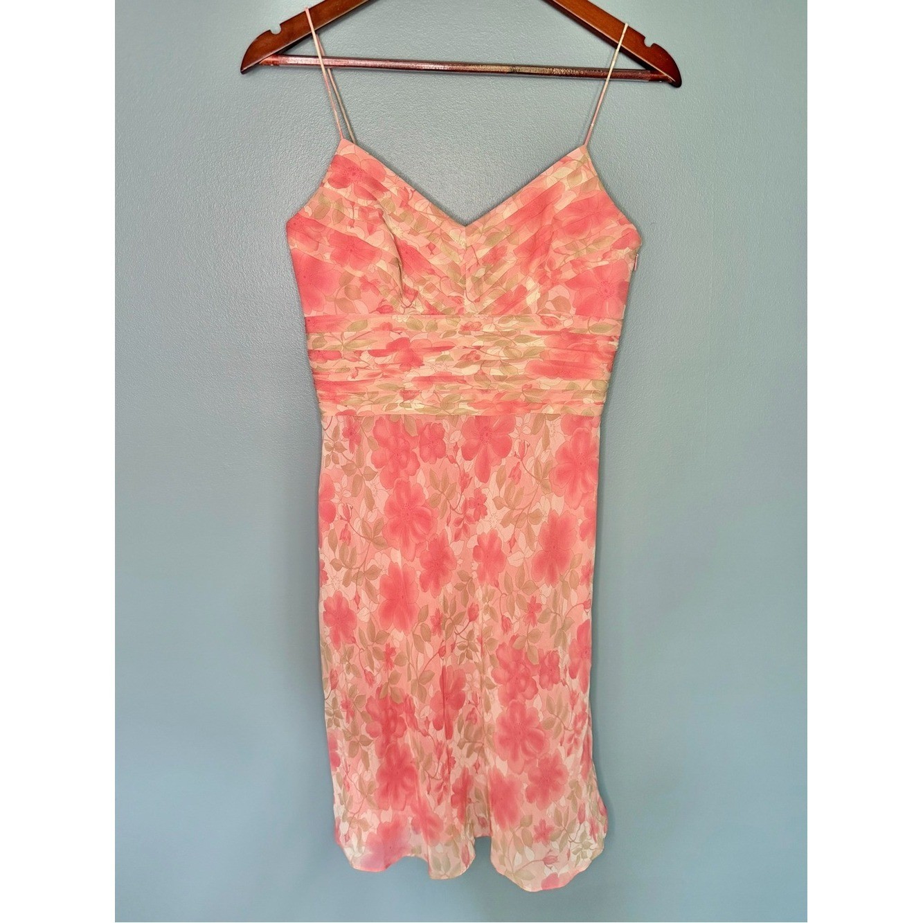 Vintage Y2K Ann Taylor Loft Silk Floral Pink Slip Dress Romantic Fairy | Size 2