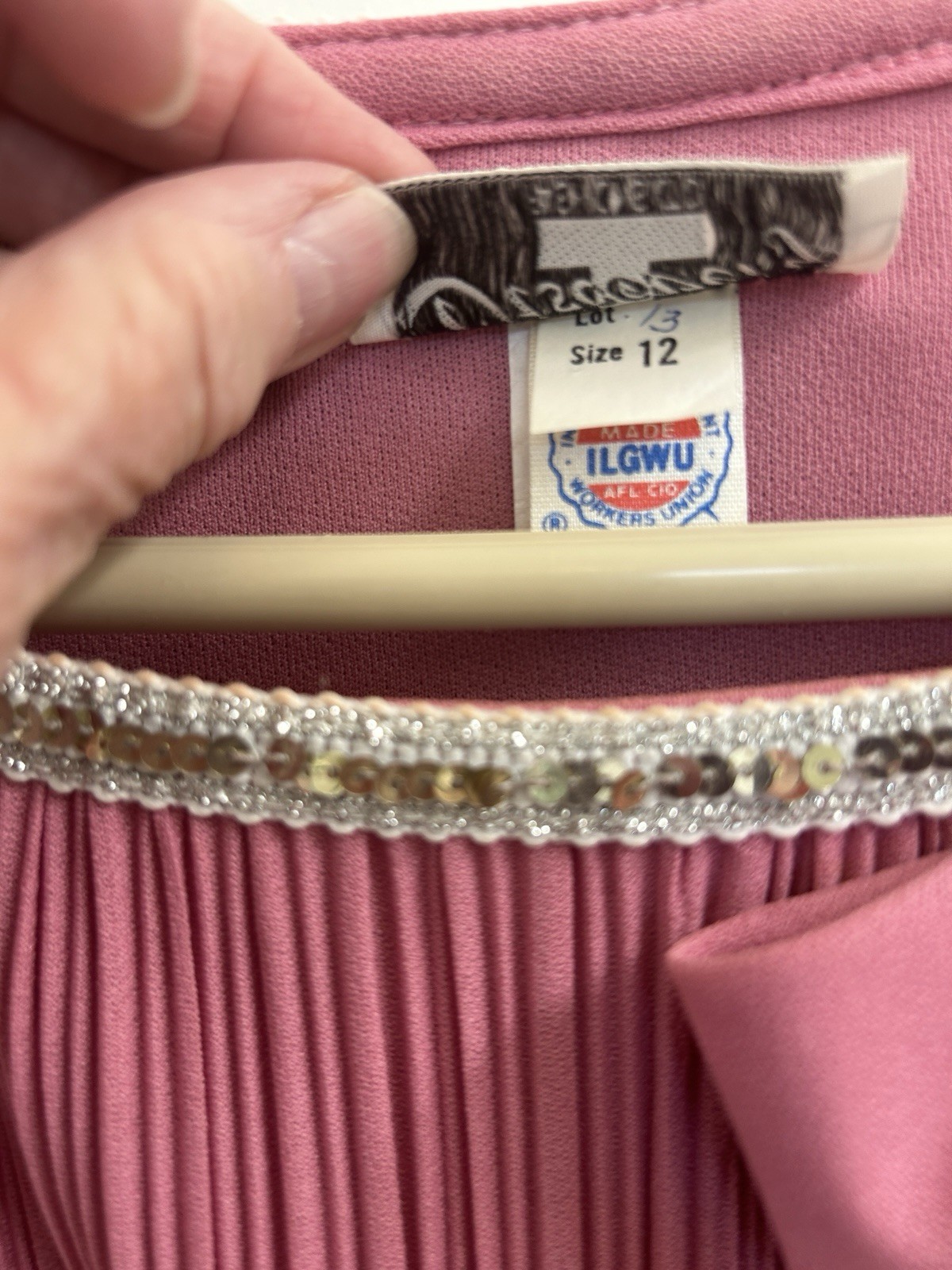 Vintage Pink Dress W/ Sequins Cocktail Evening Party Polyester Size 12