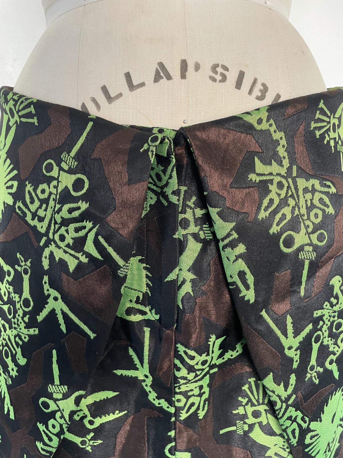 NWOT Kenzo Jacquard Structured Lime Camo Print Mini Skirt Size S | M Sportif Y2K