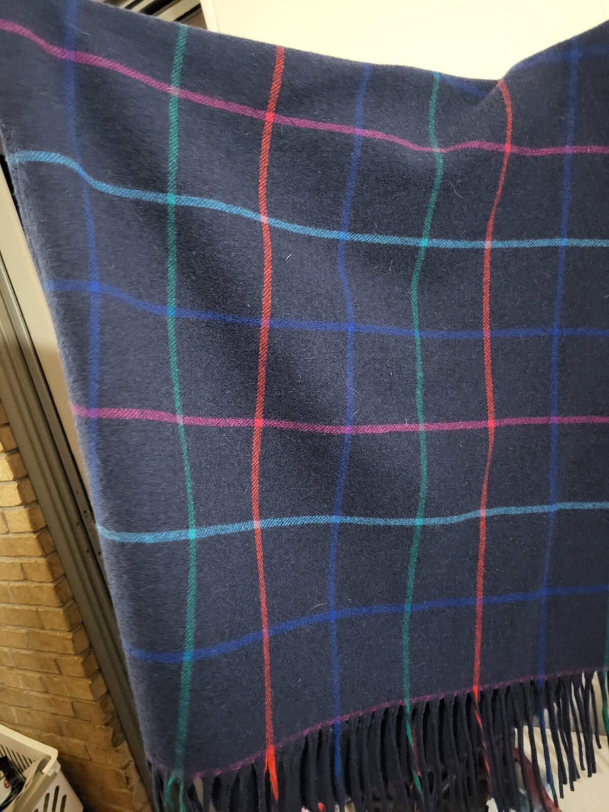 Vtg Pendleton Womans Pancho Navy Plaid 100% Virgin Wool USA Made Classic RARE
