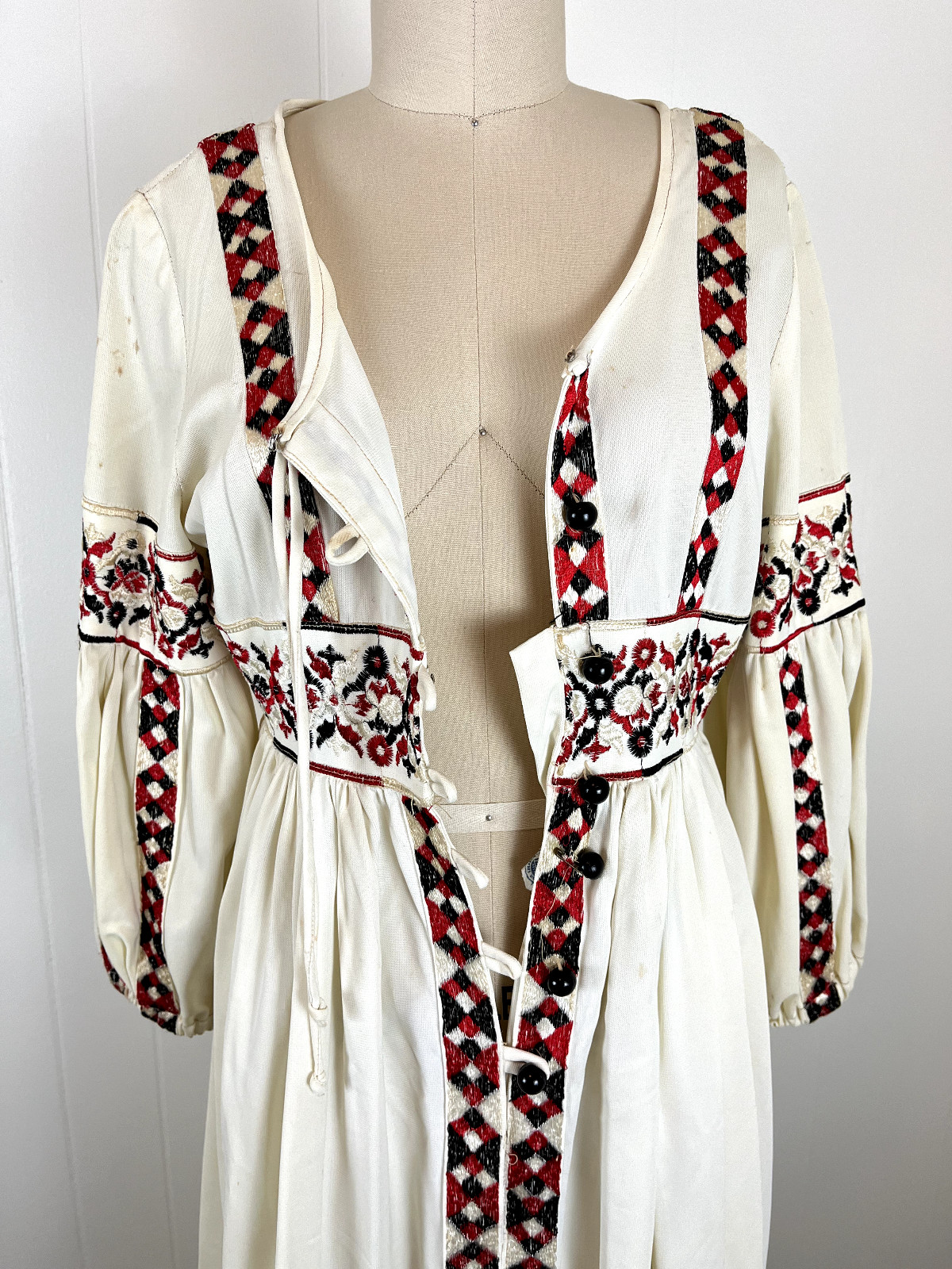 Rare Vintage Beverly Paige 60s 70s Bohemian Maxi Dress Tag 10 Peasant Groovy