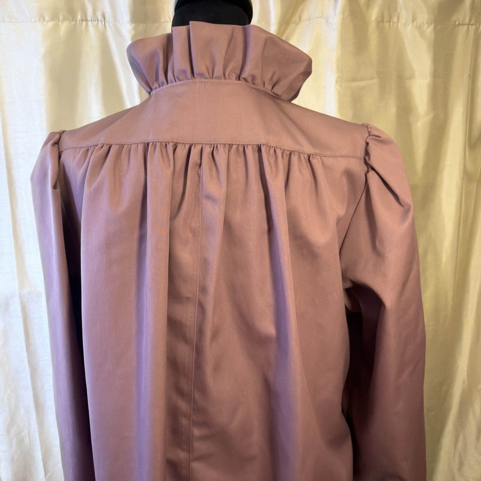 Misty Harbor Mauve Ruffled Gathered Long Rain Trench Coat SZ 12 80&rsquo;s