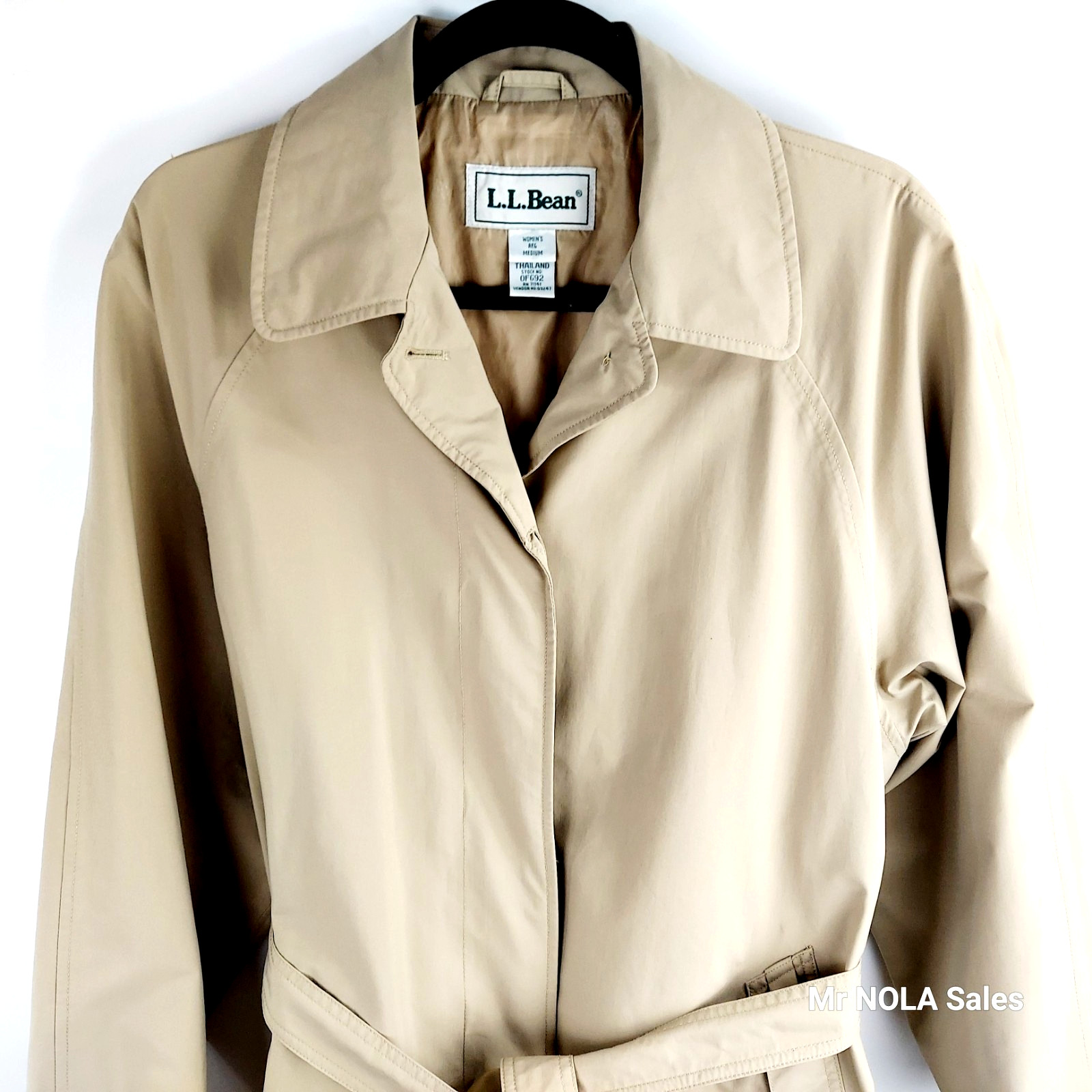 LL Bean Women&rsquo;s Medium Regular Gortex Beige Trench Coat Duster Hidden Buttons