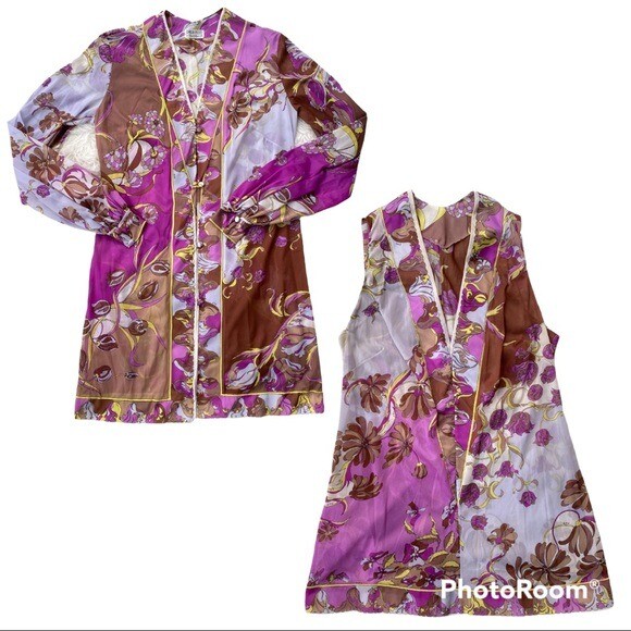 VTG 60’s Emilio Pucci Mod Psychedelic Print Brown Purple Green Floral Set S
