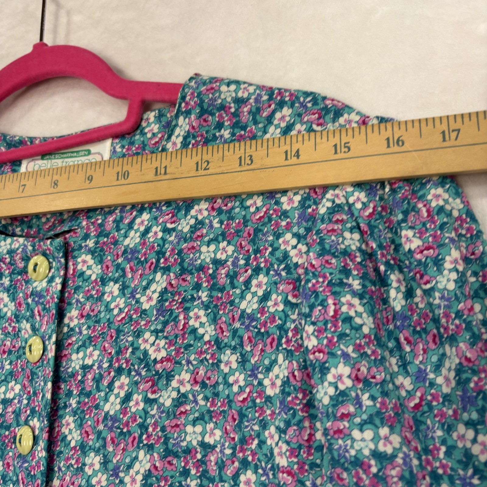 VTG Jane Schaffhausen Belle France Floral Cottage Dress 10 Ruffle Tier Blue 80s