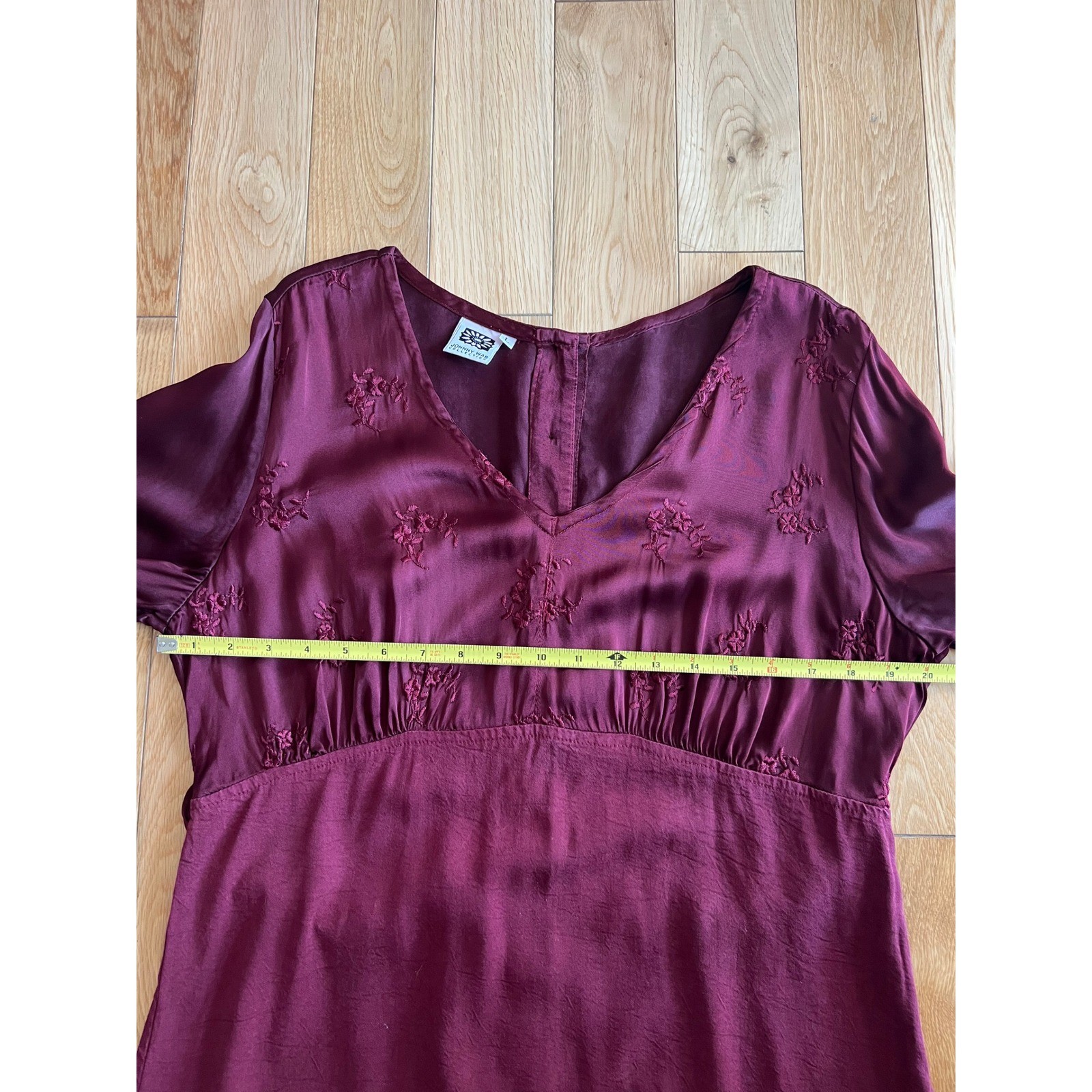Vintage Johnny Was Collection Long Sleeve Embroidered Maroon Maxi Dress Womens L