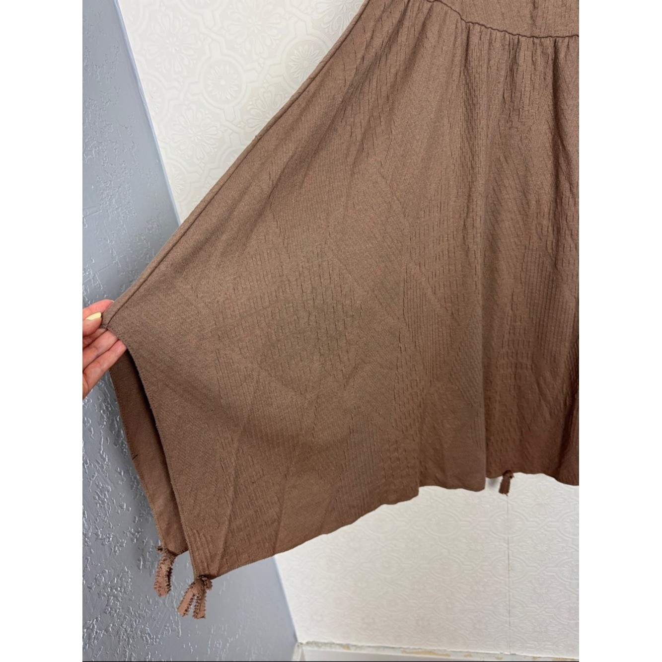 Vintage 80s Lagenlook 2 Piece Set Brown Textured Skirt Avant Garde Minimalist