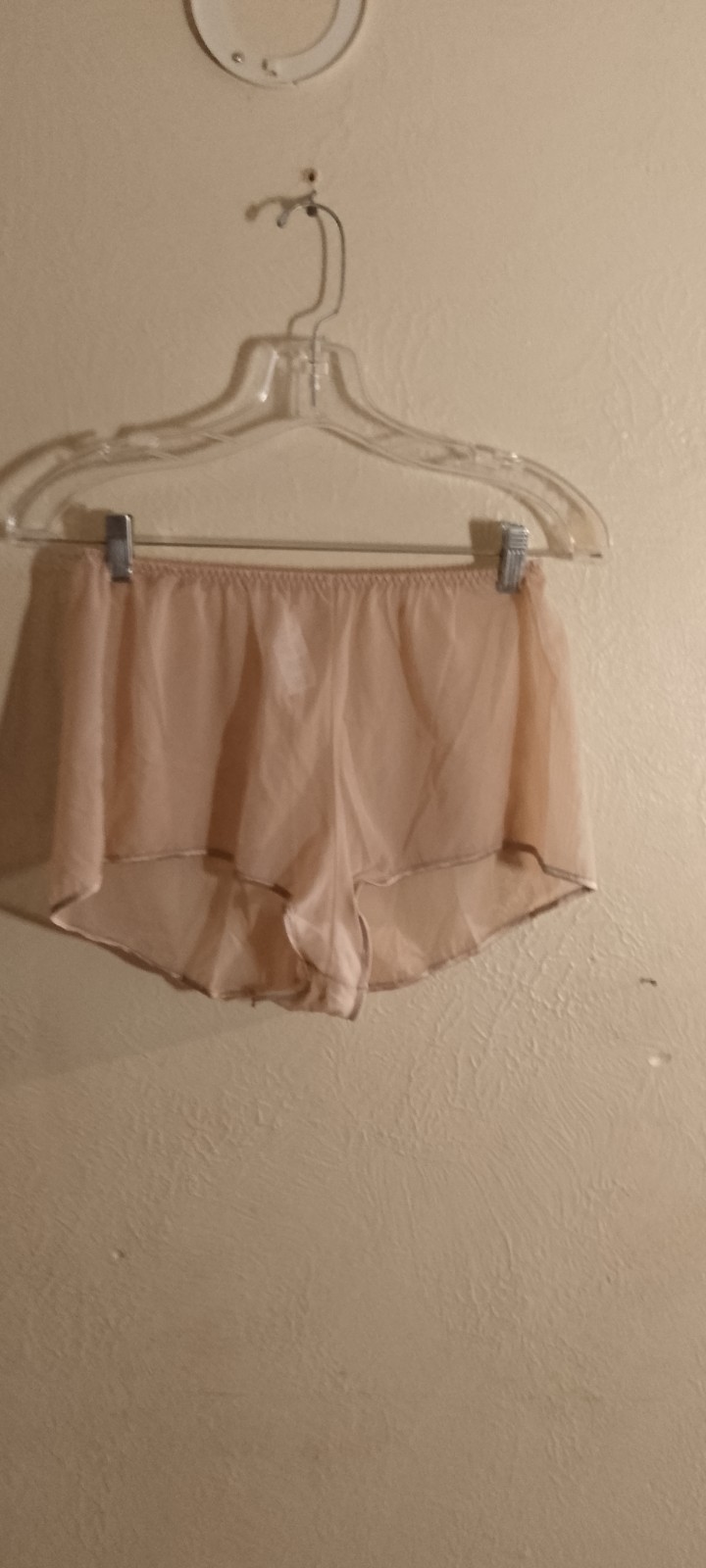 Vtg,Vassarette Nude Chiffon Cami & Shorts Set ,Sheer,Satin Trim,Small 17-167.