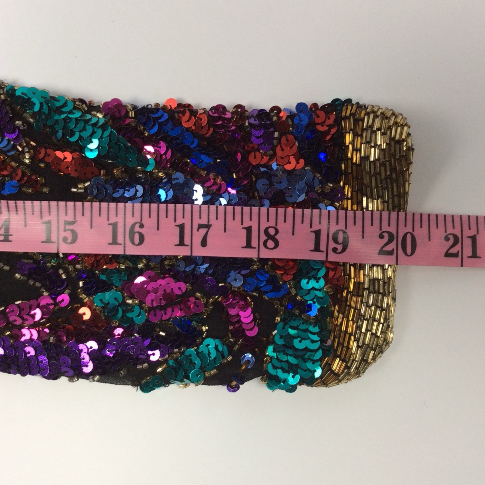 Oleg Cassini Black Tie Blouse Silk Colorful Sequin Beaded Top Vtg ?Sz S/M READ!