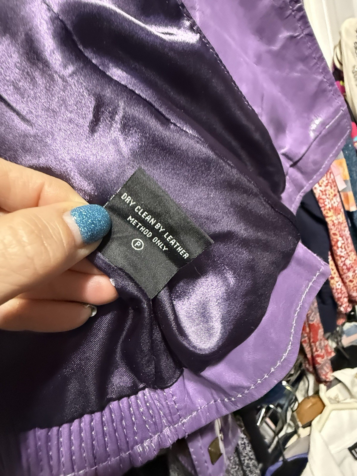Unique Purple leather moto zipper studded jacket Pamela McCoy