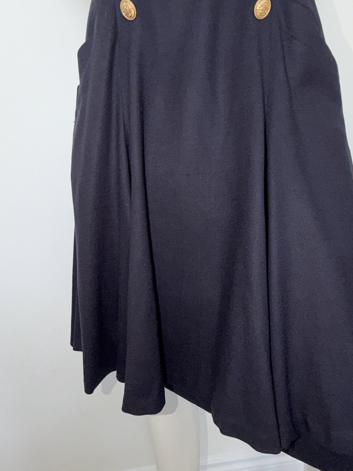 Vintage 90s Escada Margaretha Ley Women&rsquo;s Navy Wool Knee Length Dress Sz 38