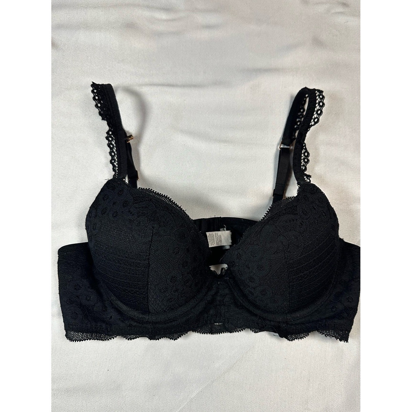 aerie Black Lace Push-Up Longline Bra