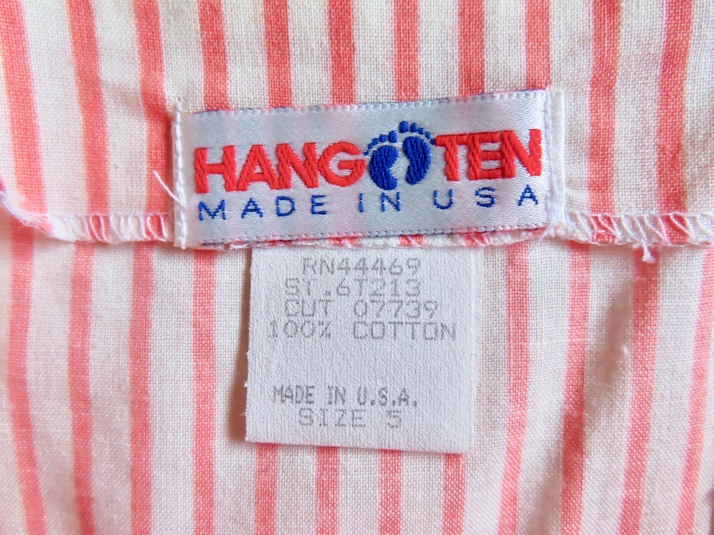 1990s Vintage Orange Stripe Pockets Hang Ten Full Skirt Dress sz XS / 32&Prime; chest