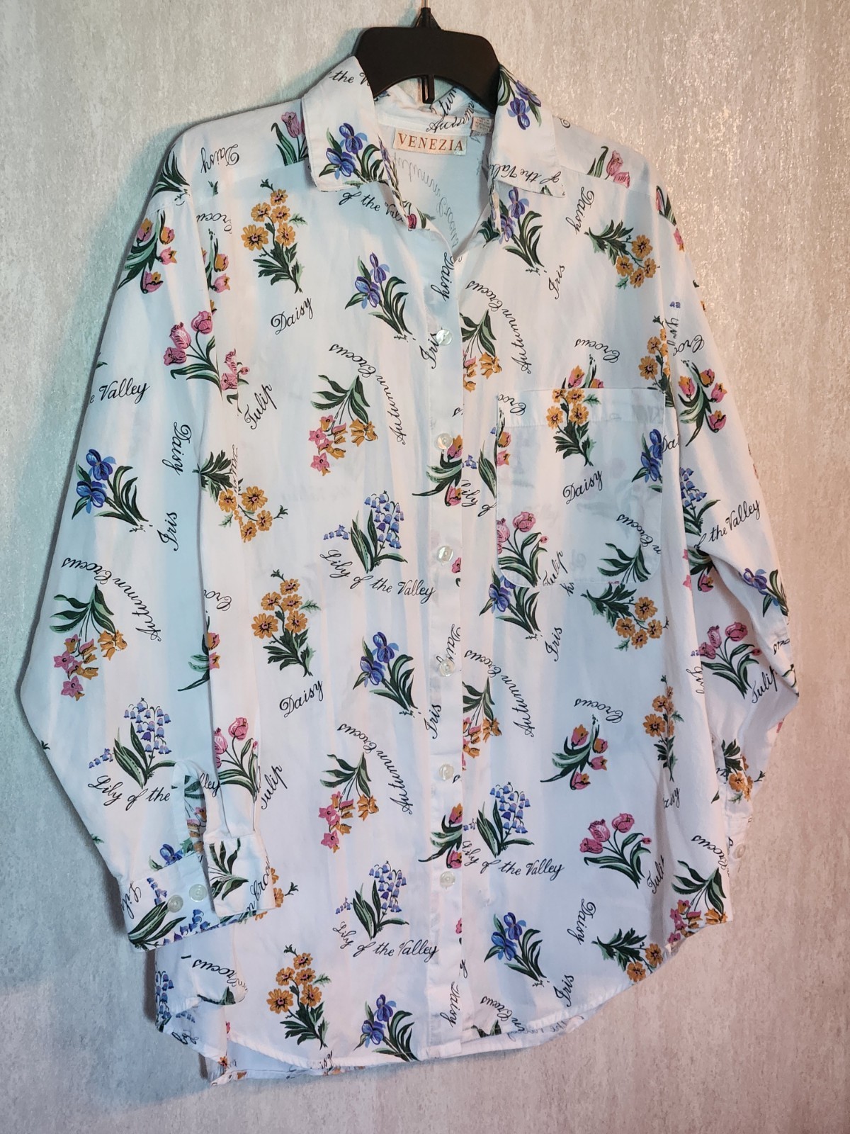 Vintage Women&rsquo;s 80&rsquo;s Venezia Floral Botanical Long Sleeve Shirt Size 14/16