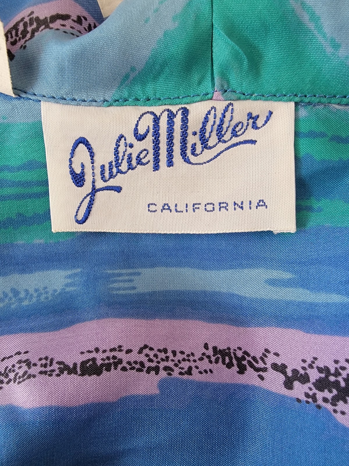 Unworn 1950s Vintage Julie Miller SILK Shirtwaist DRESS Vivid BLUES XS-S