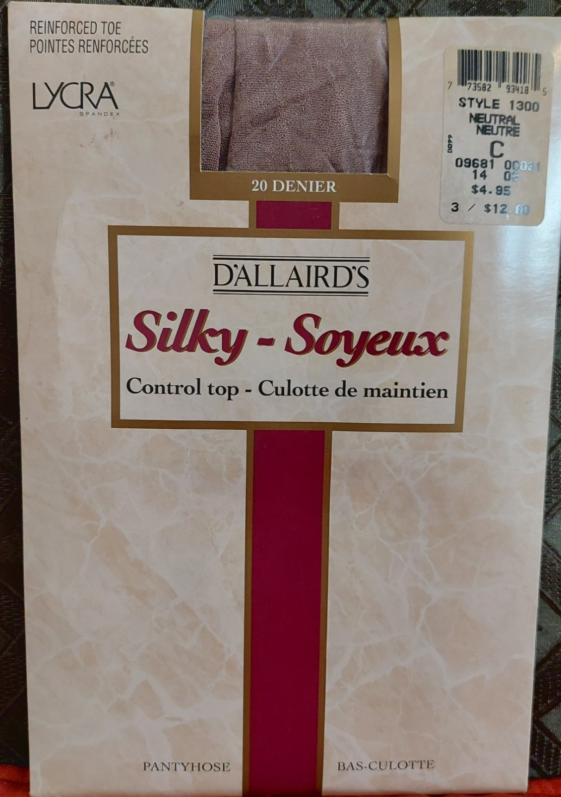 Vintage Pantyhose D&rsquo;ALLAIRD&rsquo;S Silky Control Top Color Neutral Size C BFRIP2