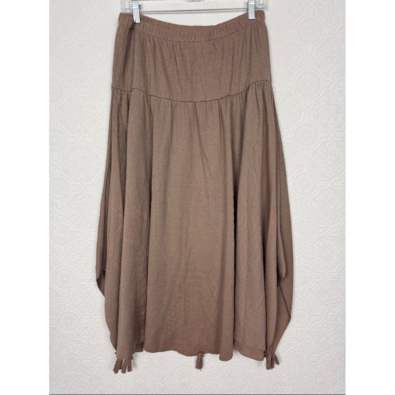 Vintage 80s Lagenlook 2 Piece Set Brown Textured Skirt Avant Garde Minimalist